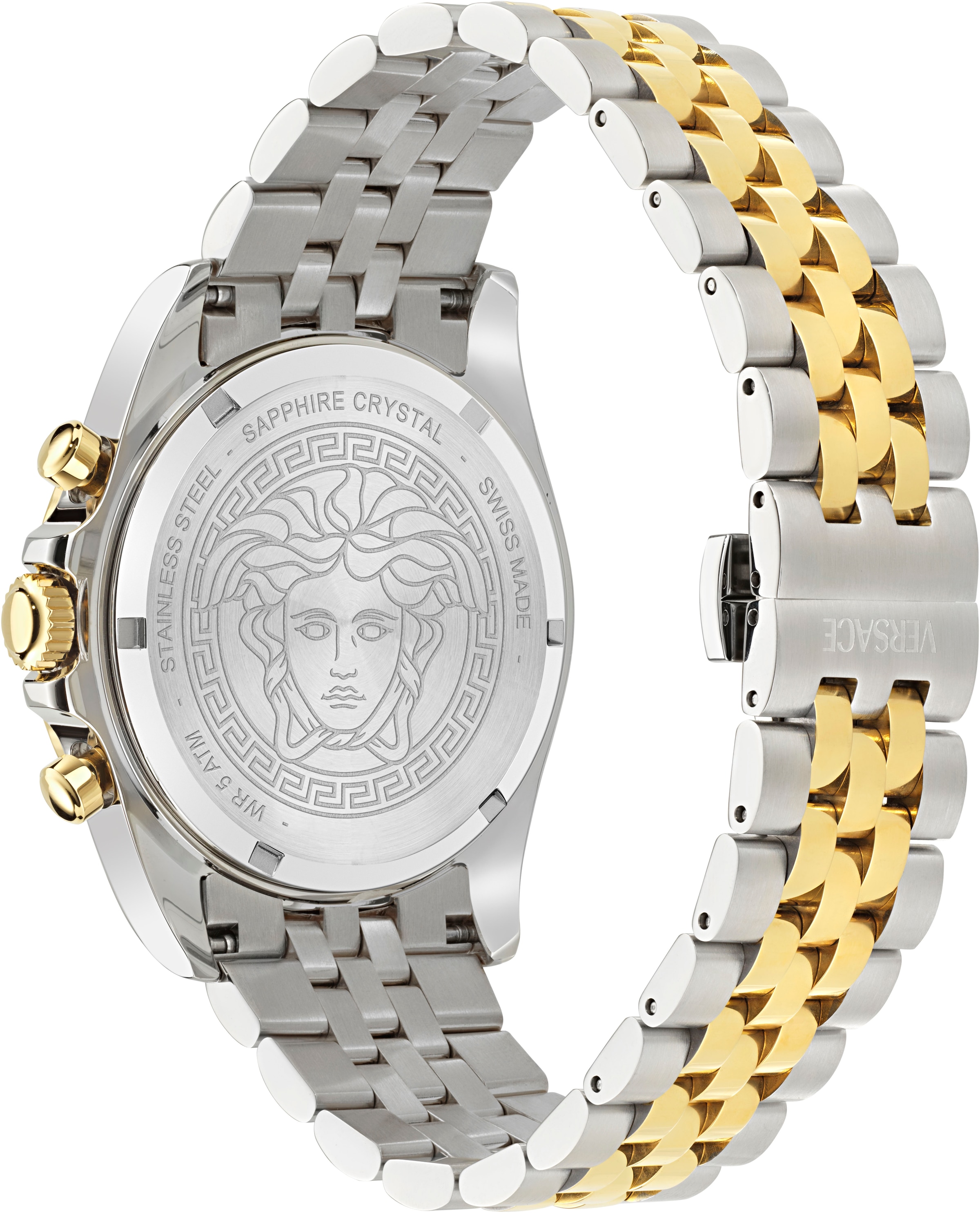 Versace Chronograph »GRECA CHRONO WAVE«, Quarzuhr, Armbanduhr, Herrenuhr, Swiss Made, Edelstahlarmband, analog