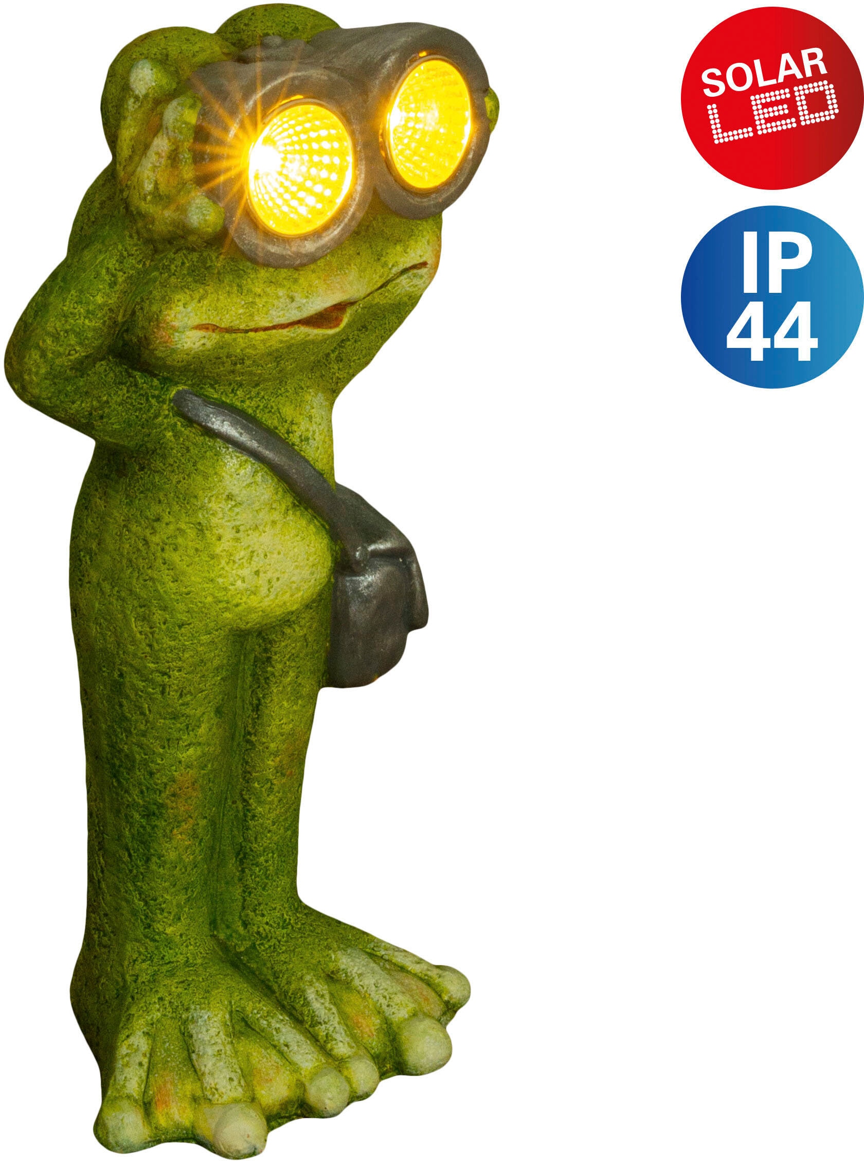 näve LED Solarleuchte »Frosch«, 1 flammig-flammig, stehender Frosch mit  Fernglas und Umhängetasche, Keramik, inkl. Akku auf Raten bestellen