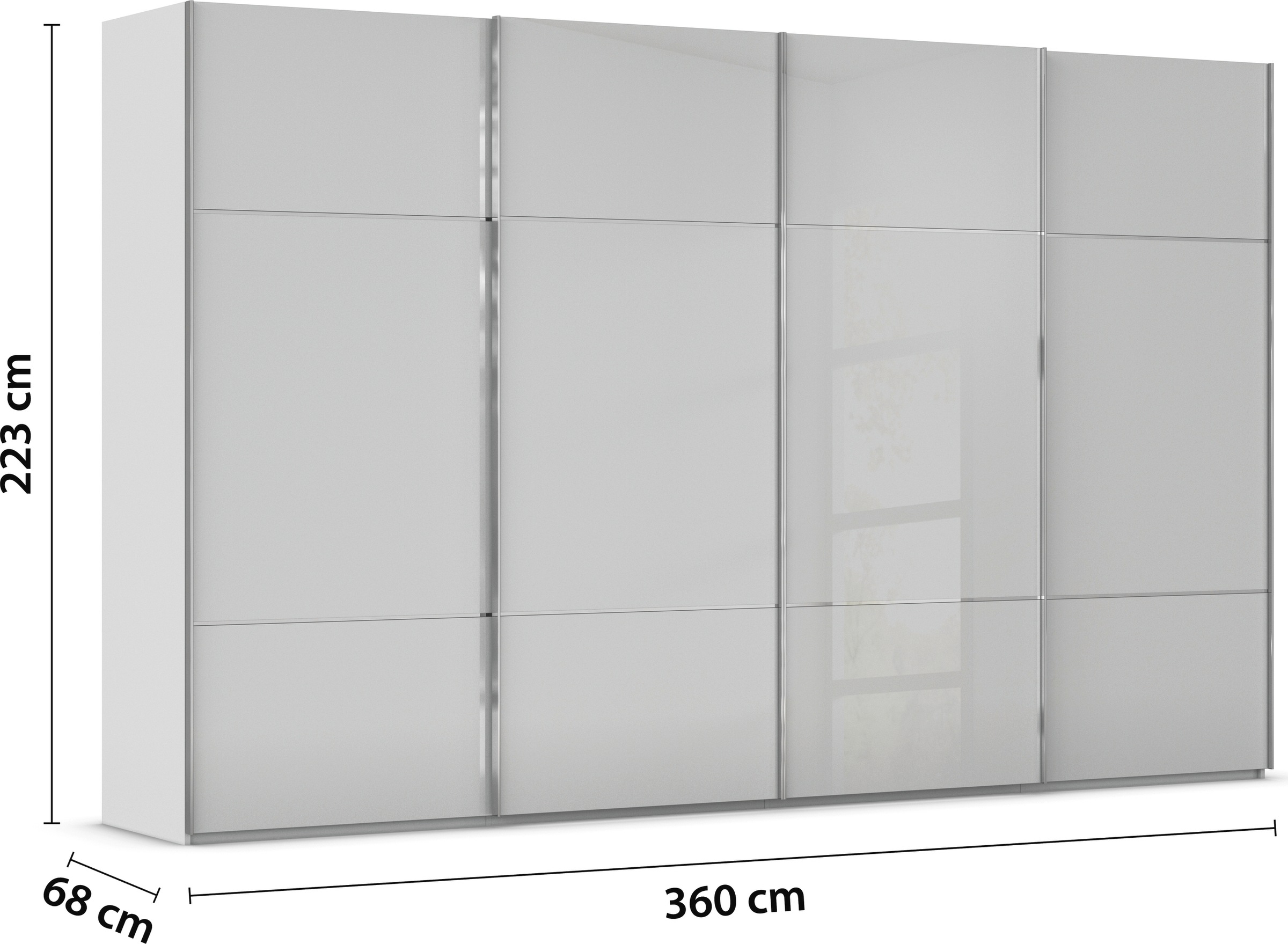 rauch Schwebetürenschrank »Kleiderschrank Schrank Garderobe Schlafzimmerschrank SCALE-TRIO«, edle dreigeteilte Front mit 2 Zierleisten Glasfront MADE IN GERMANY