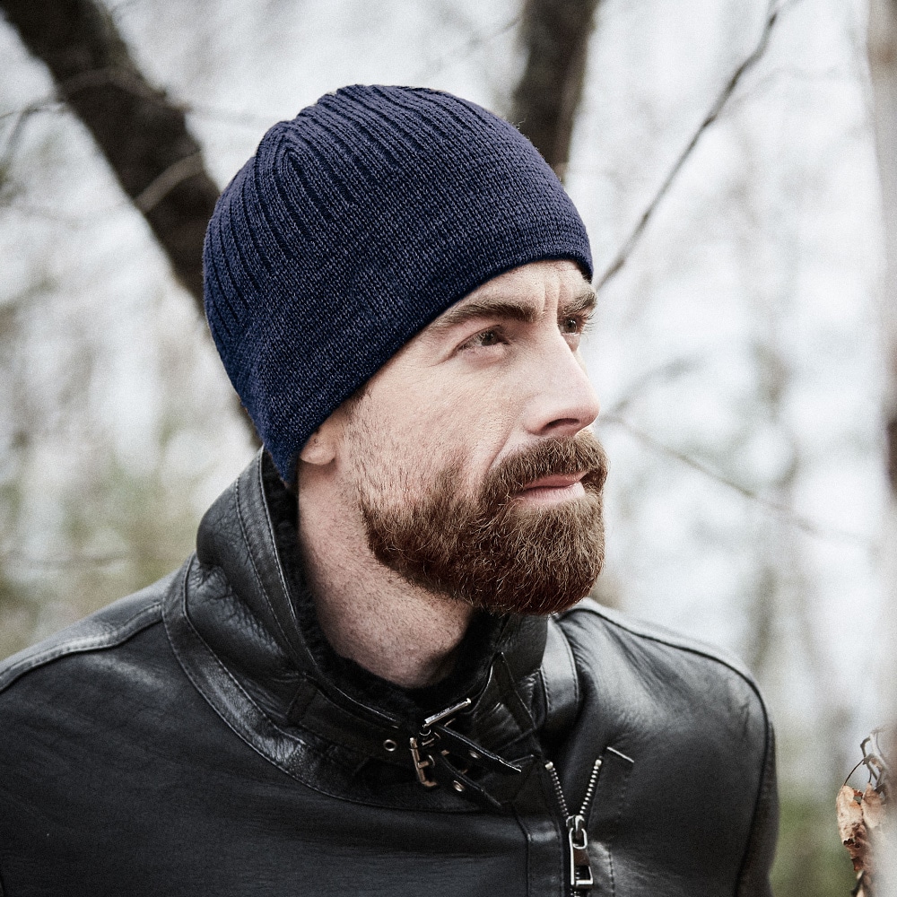 CAPO Strickmütze Rippenstrick, hoher Wollanteil, natürliche Thermoregulation, gefüttert