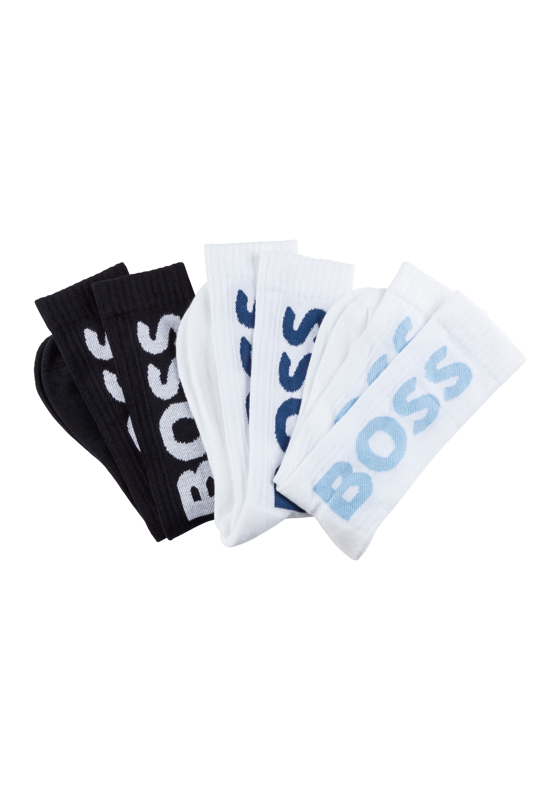 BOSS Socken »3P QS Rib Logo CC«, mit Logo