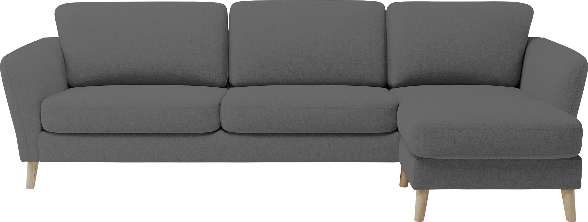 Home affaire Ecksofa »MARSEILLE (279/152cm),L-Form, Rec. rechts/links, verschiedene Bezüge«, Massivholzbeine Eiche, Landhausstil, Wellenunterfederung