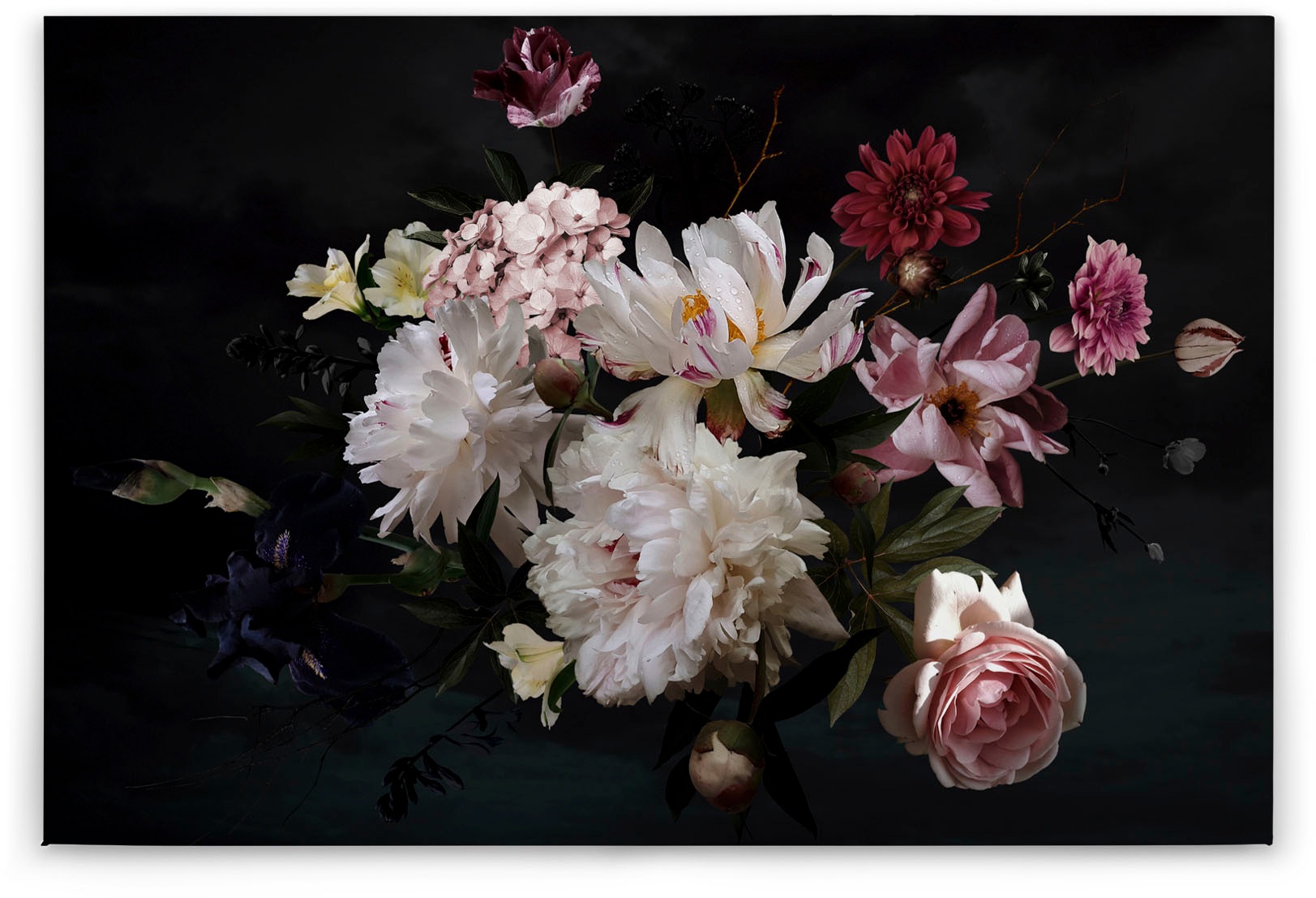 A.S. Création Leinwandbild »Blunch Of Flowers«, Kunst-Blumen-Kinder, (1 St.), Romantische Blumen, Rosen Keilrahmen Leinwand-Bild Wohnzimmer modern