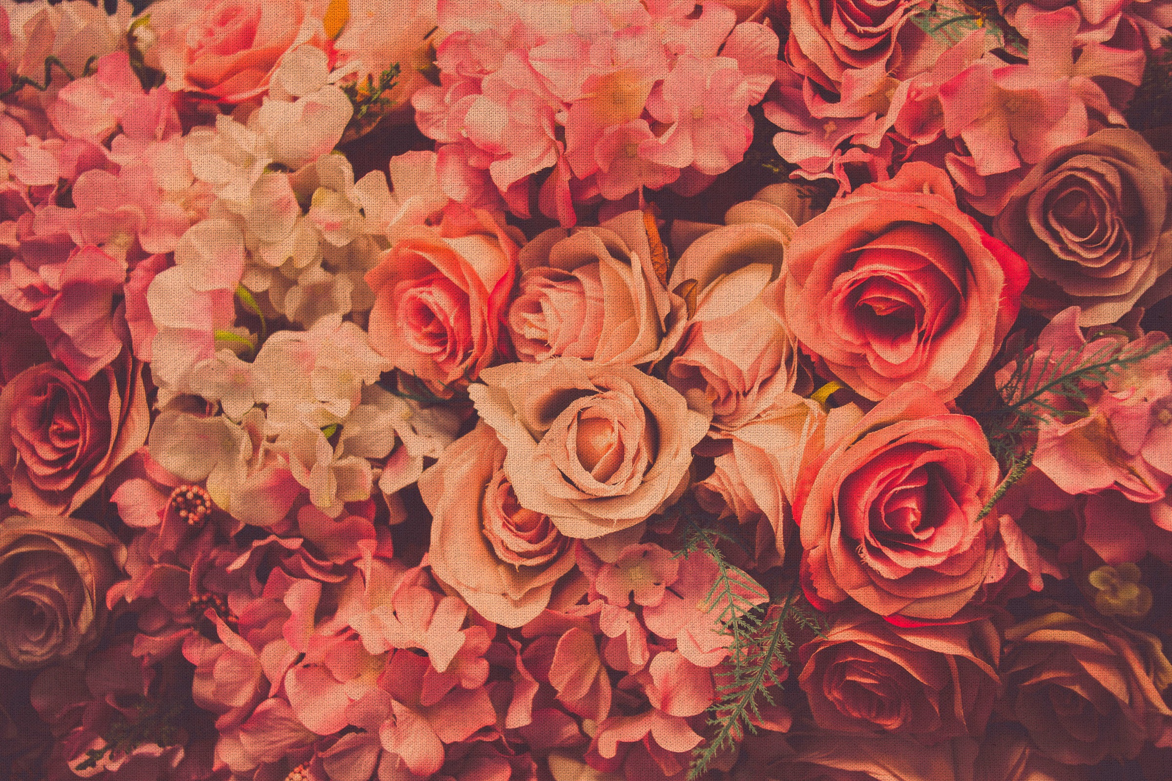 A.S. Création Leinwandbild »Flower Wall«, Kunst-Blumen-Kinder, (1 St.), Romantische Rosen Rosenbild Keilrahmen Leinwand-Bild Wohnzimmer modern