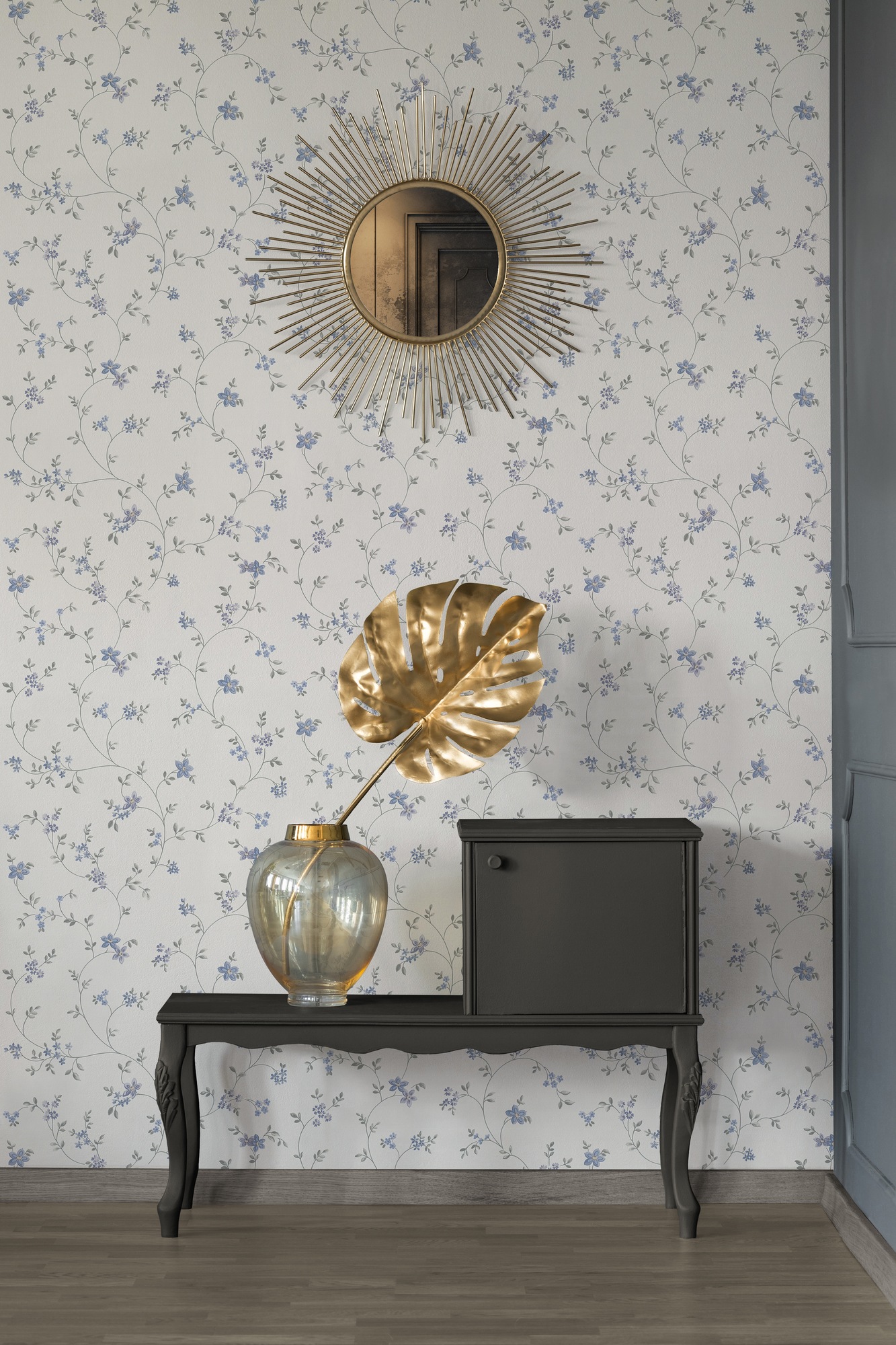 A.S. Création Vliestapete »Landhaustapete mit Blümchen«, matt-gemustert-neutral, Tapete Floral Blumenranke Tapeten Wohnzimmer Schlafzimmer Küche Design