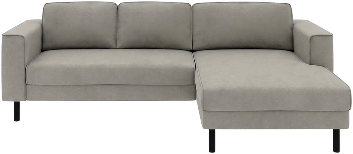 Home affaire Ecksofa »Booster II, whlw. mit Schlaffunktion & Bettkasten, Fuß schwarz« Recamiere beidseitig montierbar,L-Form, in Cord & Struktur LEO o. LINO