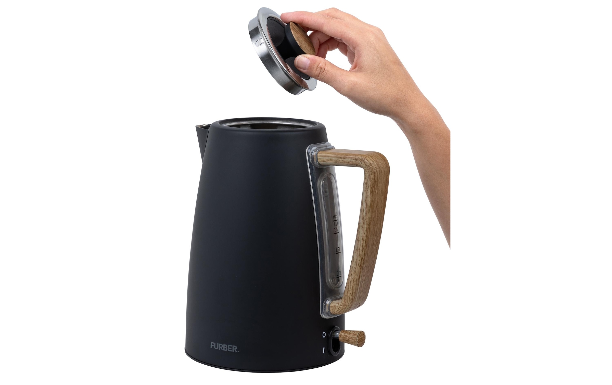 FURBER Wasserkocher »Wasserkocher Schwarz/Holz« 1,7 l 2200 W