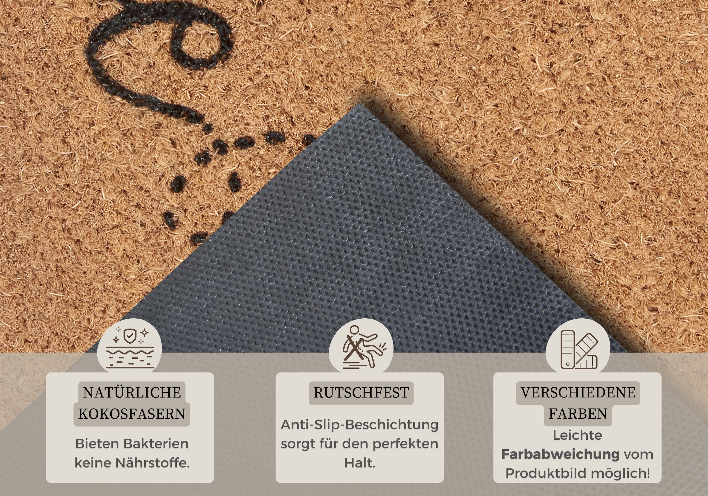HANSE Home Fußmatte »Kokos Bee Welcome, Türmatte«, rechteckig, 15 mm Höhe, Kokos, Schmutzfangmatte, Outdoor, Rutschfest, Innen, Kokosmatte, Flur