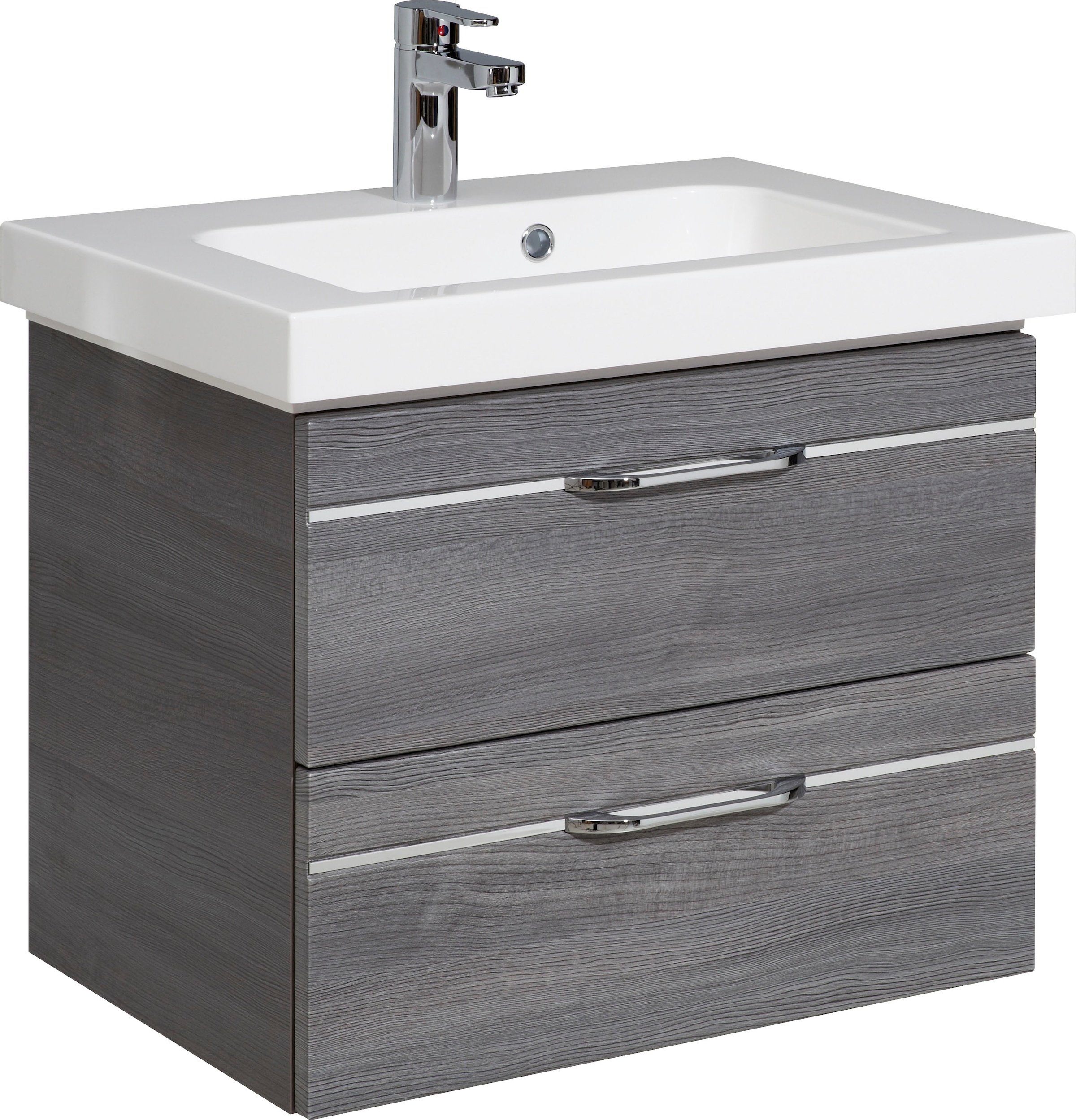 Saphir Badmöbel-Set »Balto Sprint 3-teilig, Mineralmarmor-Waschtisch mit LED-Spiegelschrank«, (4 St.), inkl. Türdämpfer, 100 cm breit, mit Midischrank, 3 Türen, 4 Schubladen