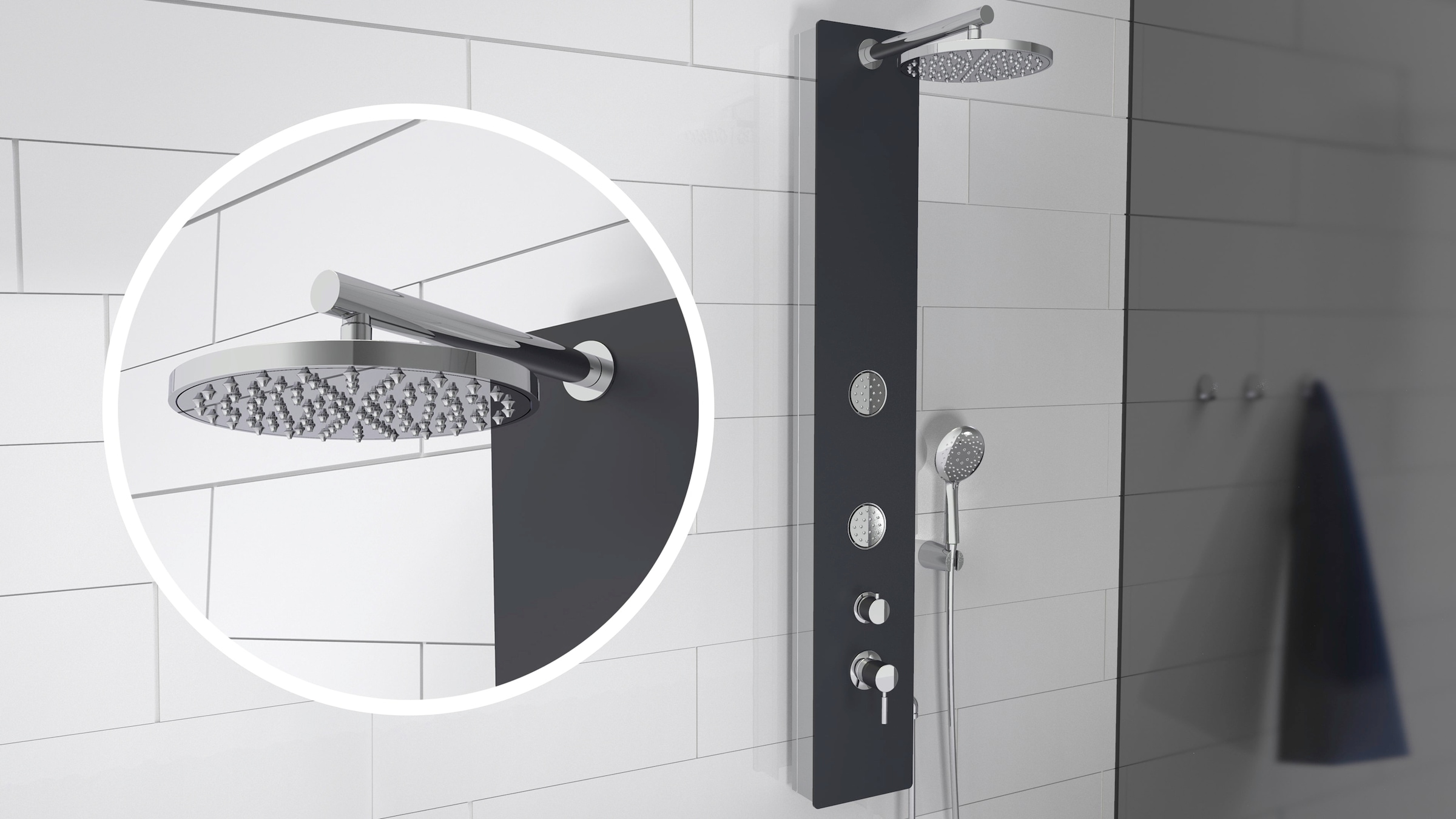 Schütte Duschsäule, Duschsystem mit Regendusche & Massagedüsen,Handbrause mit 3 Funktionen