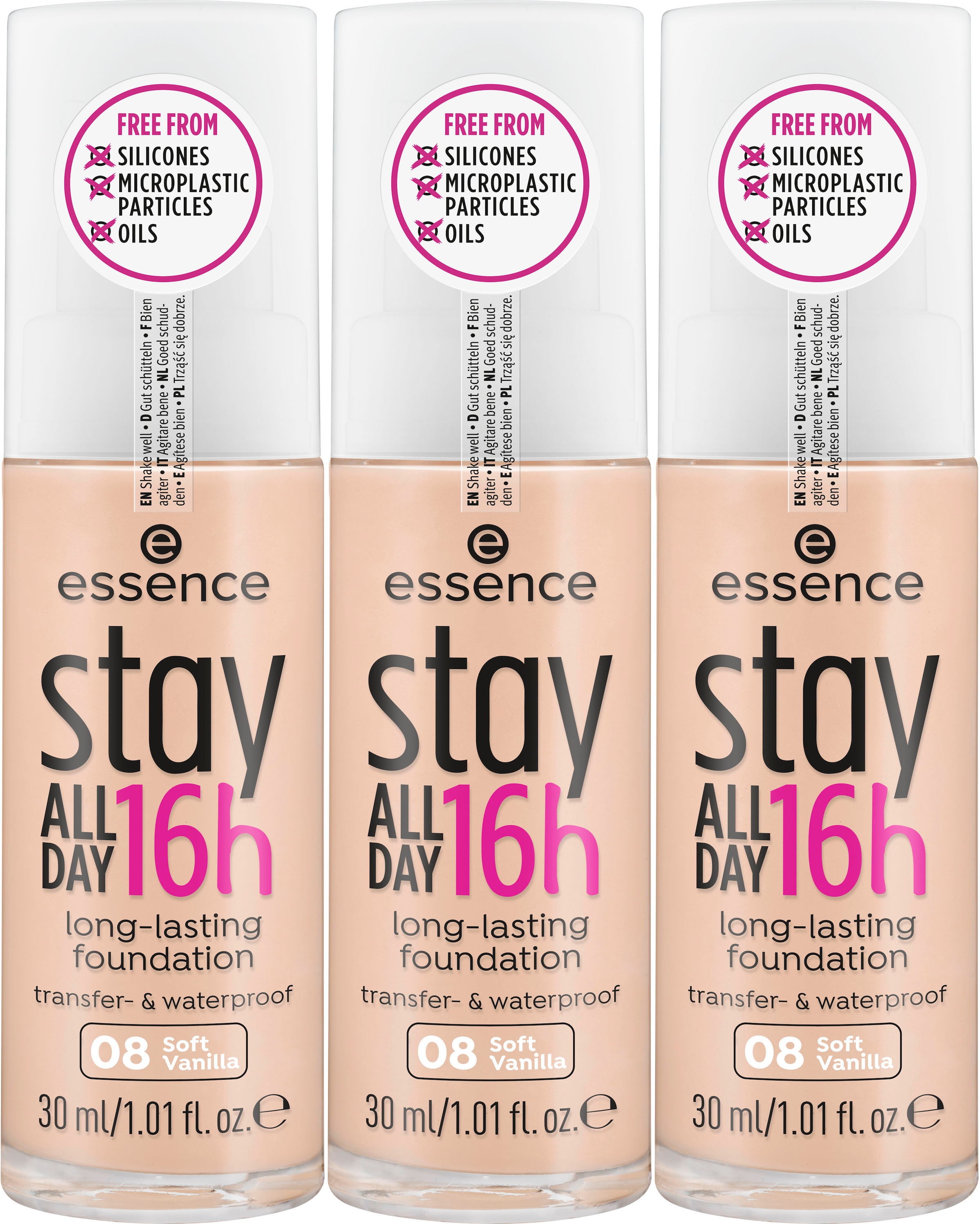 Essence Foundation »stay ALL DAY 16h long-lasting«, (Set, 3 tlg.)