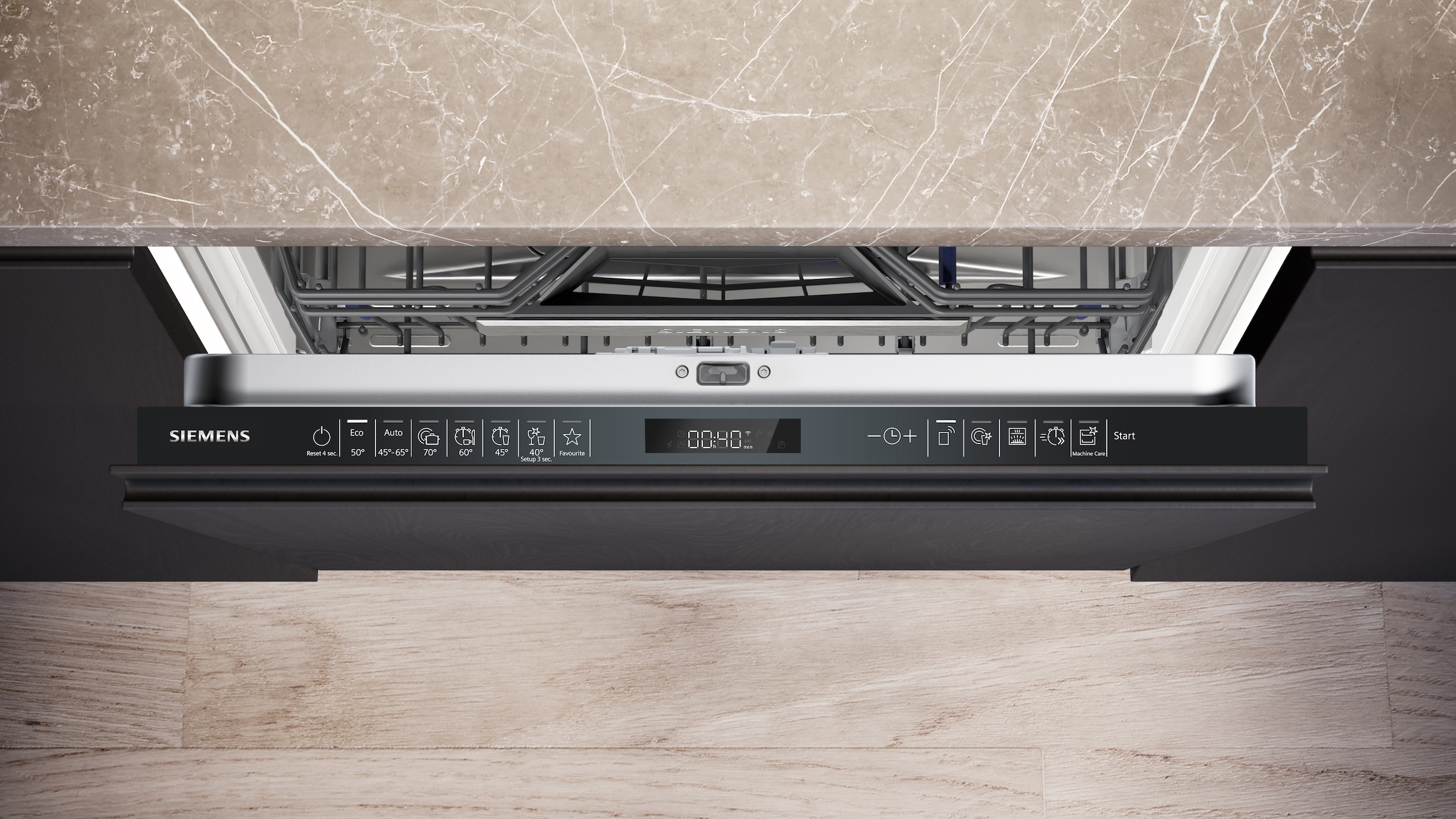 SIEMENS vollintegrierbarer Geschirrspüler iQ500 »SX65ZX17CE« 14 tlg. Maßgedecke