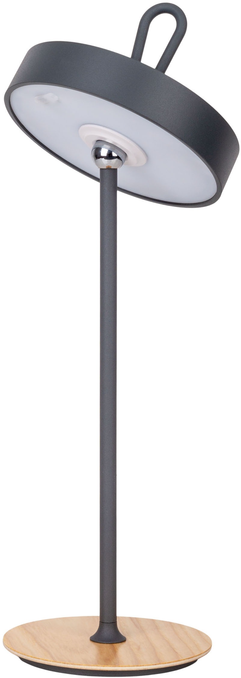 my home LED Tischleuchte »Charmont mit Holzfuß, abnehmbares Kopfteil als Hängeleuchte verwendbar« LED-Modul 1 Stk. Warmweiß aufladbar, inkl Akku + USB Kabel, Kopfteil magnetisch, abnehmbar, Holz