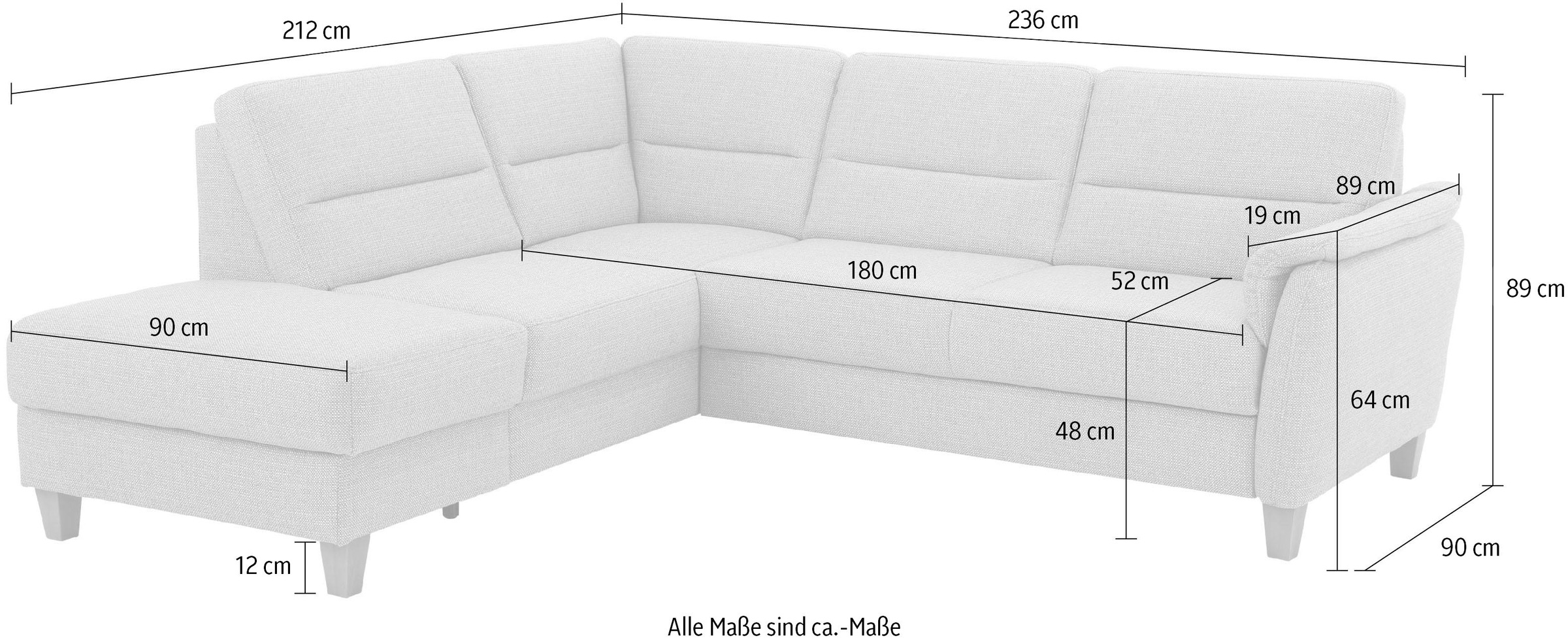 Home affaire Ecksofa »Palmera L-Form«, Federkern, wahlweise mit Bettfunktion und mit/ohne Stauraum