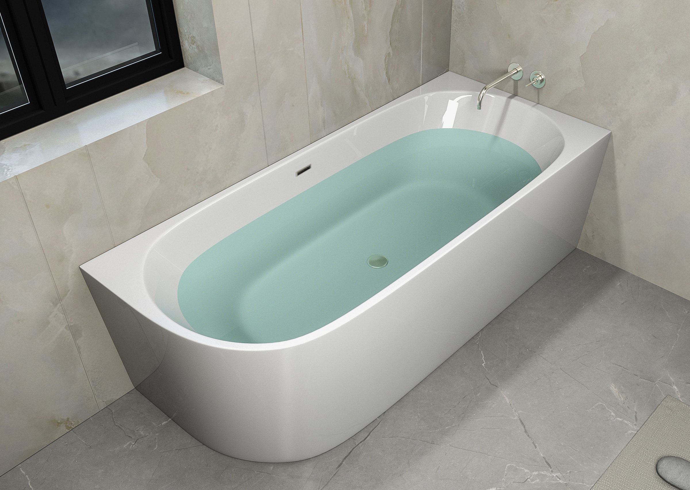 Sanotechnik Badewanne »LUMA« Höhe 56 cm mit Ablaufstöpsel | verstellbare Füße | Überlauf 160cm, Acryl Badewanne rechts