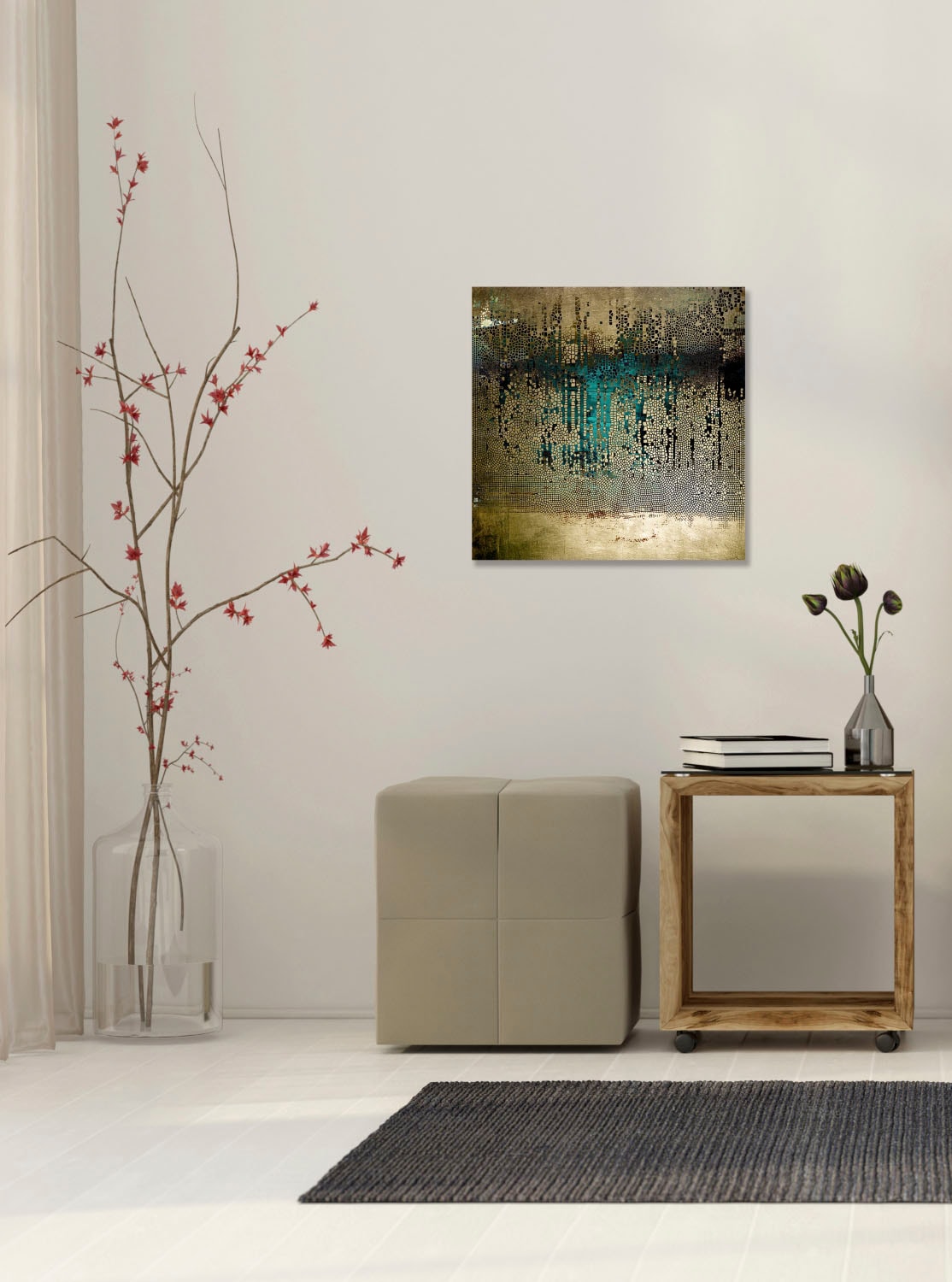 queence Acrylglasbild »Abstrakte Kunst mit Gold« Abstrakt   Gemälde   Kunst günstig online kaufen