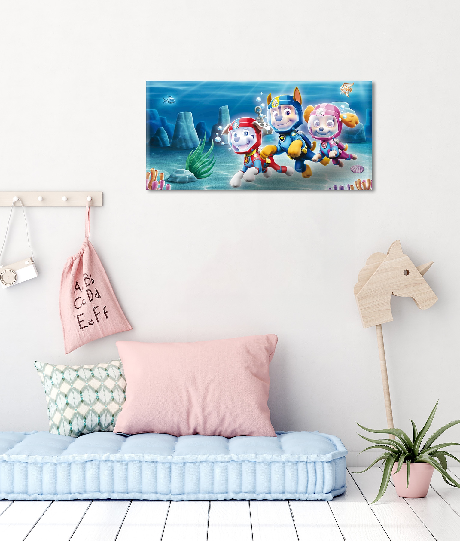 Bönninghoff Leinwandbild »Wandbild PAW PATROL – SEA 33x70 cm – Leinwandbild Keilrahmen Deko« Hunde | Paw Patrol | Unterwasserwelt 1 Stk. tlg. auf Keilrahmen gespannt