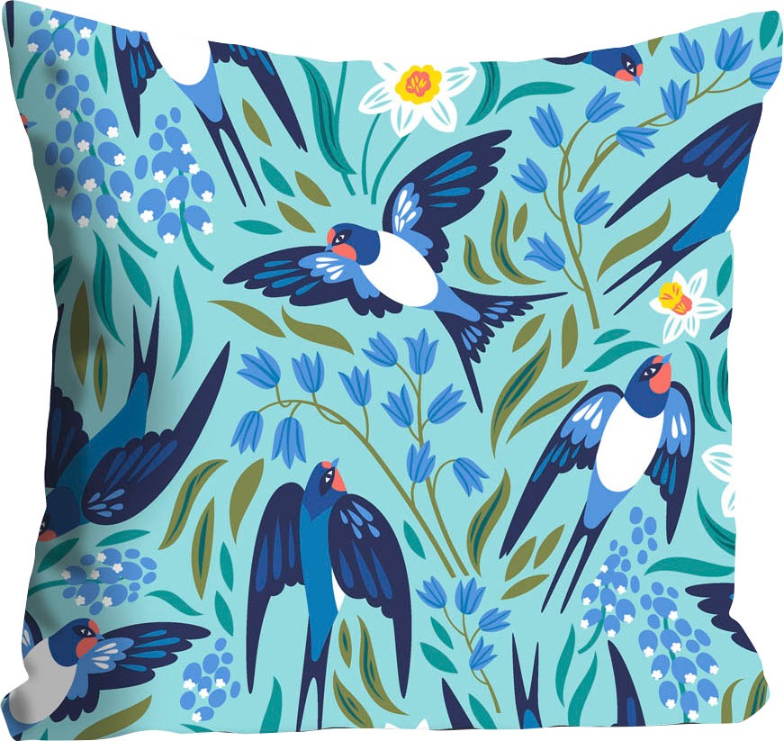 queence Dekokissen »Aila«, Kissenhülle,Blaue Kolibris,Vögel,Naturmotiv,Farb günstig online kaufen