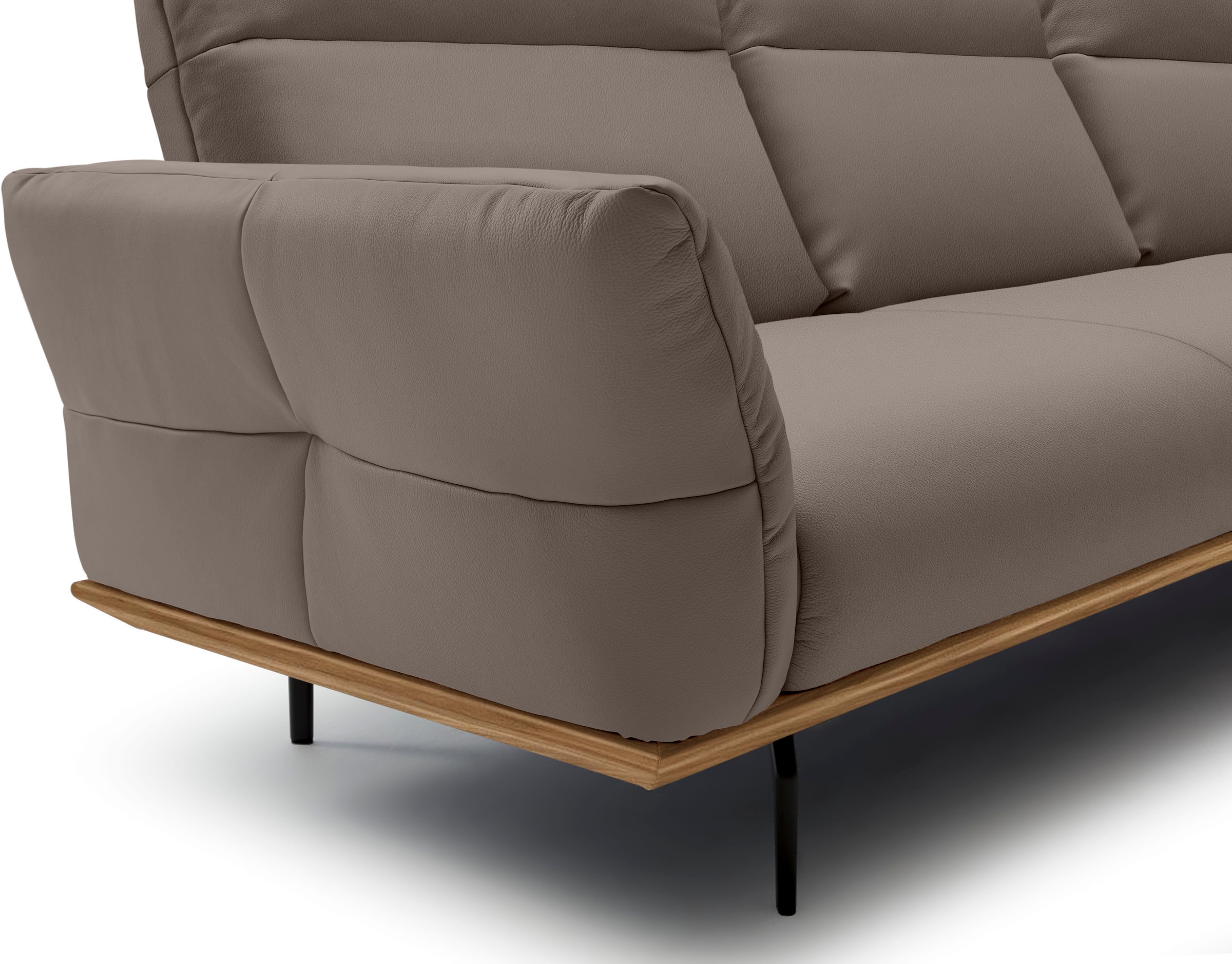 Creation BY ROLF BENZ Ecksofa »CR.460«, Sockel in Nussbaum, Winkelfüße in Umbragrau, Breite 338 cm