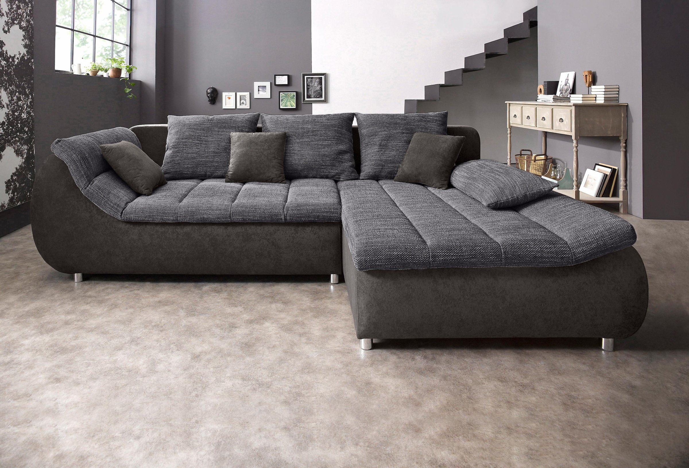 INOSIGN Ecksofa »Imola elegant und bequem, aktuelle Steppung im Sitz, L-For günstig online kaufen