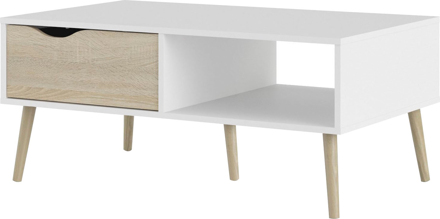 andas Couchtisch »Oslo, Beistelltisch, Sofatisch, Coffeetable, Wohnzimmertisch«, mit 2 Ebenen, 1 Schublade, 1 offenes Fach, Breite 99 cm