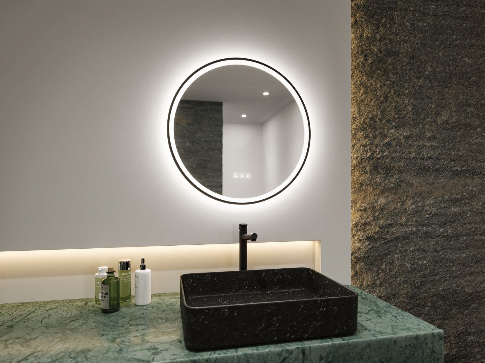 Paulmann LED Bad-Spiegelleuchte »Mirra«, Schuztart IP44, mit LED-Leuchtmodul, dimmbar, Touch-Funktion, Ø 59,0 cm