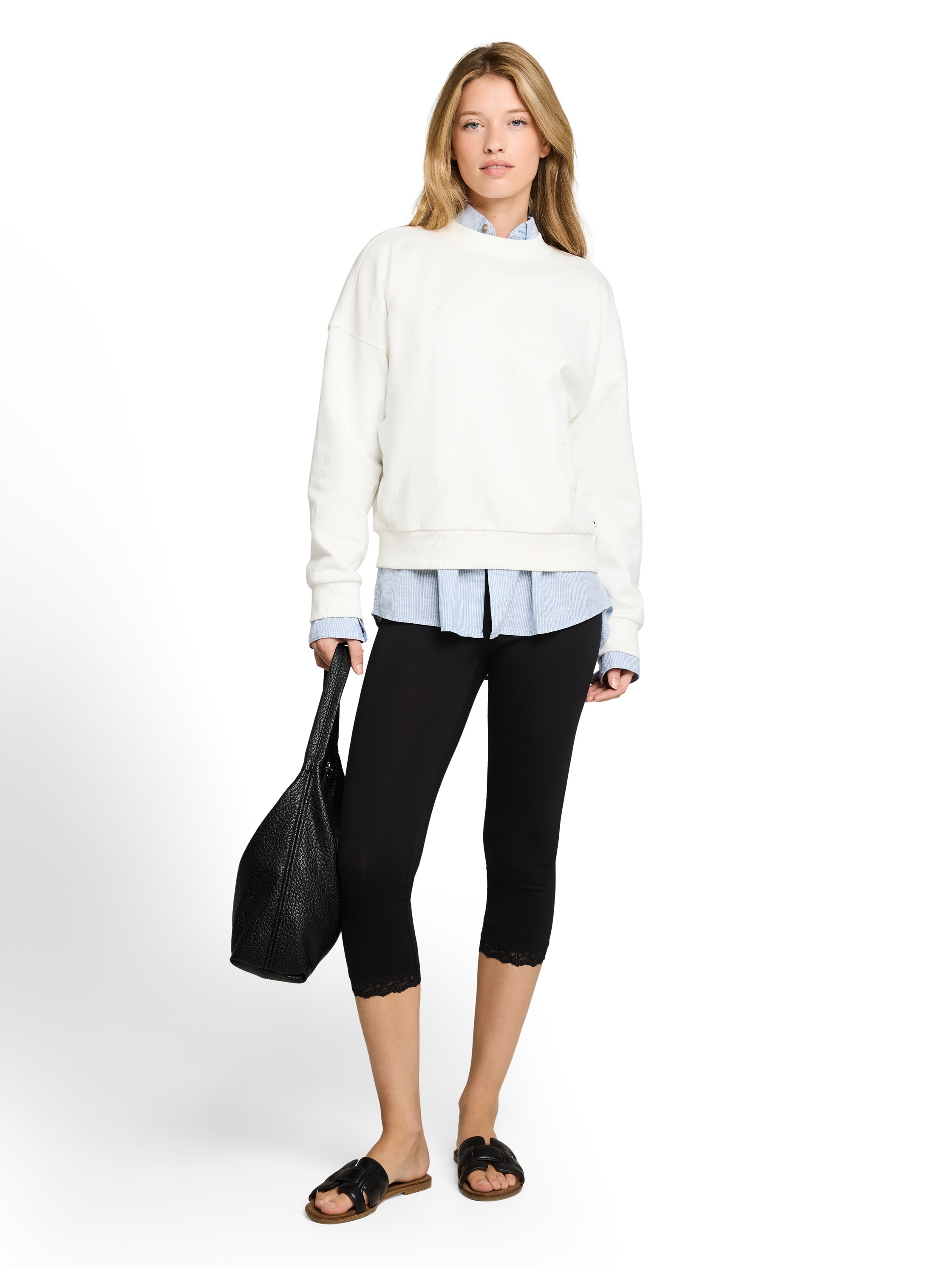 TOM TAILOR Denim Leggings  mit Spitzen-Details am Bein