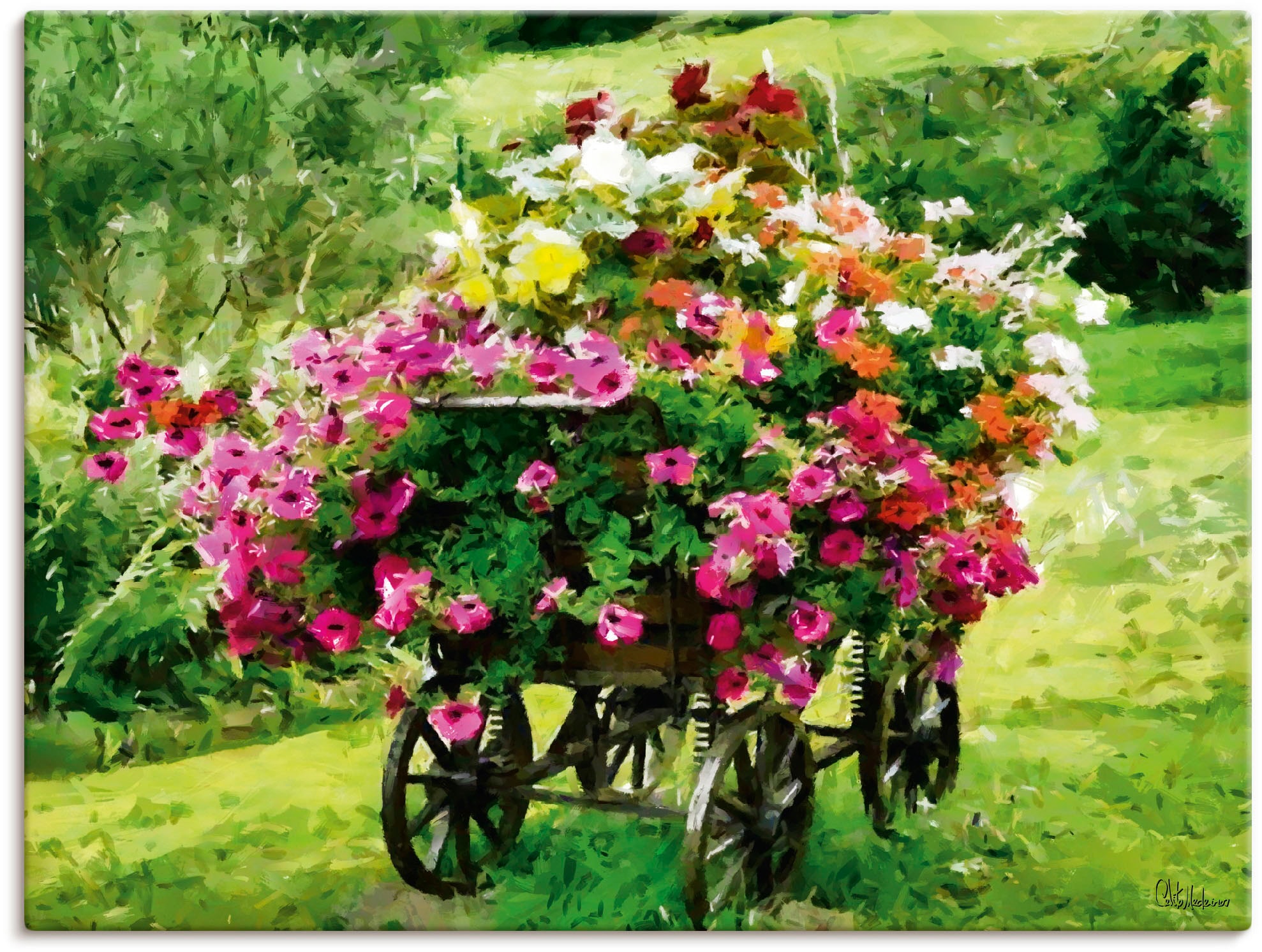 Artland Wandbild »Kutsche mit Rechnung (1 Poster versch. kaufen in auf als Alubild, Leinwandbild, Größen Wandaufkleber Blumen«, oder Blumenbilder, St.)