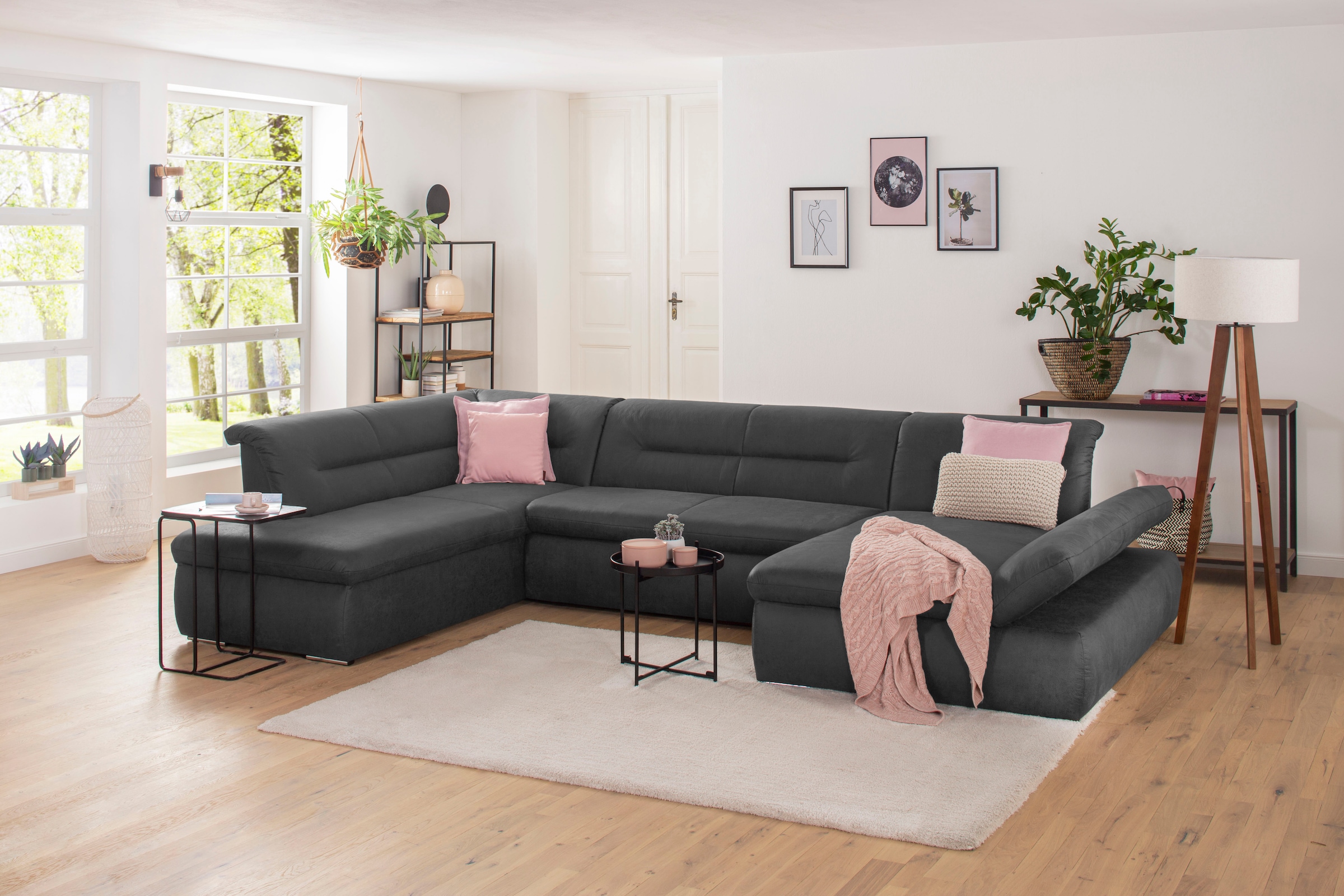 Home affaire Wohnlandschaft »Avesa U-Form« Wahlweise mit Armteilverstellung günstig online kaufen