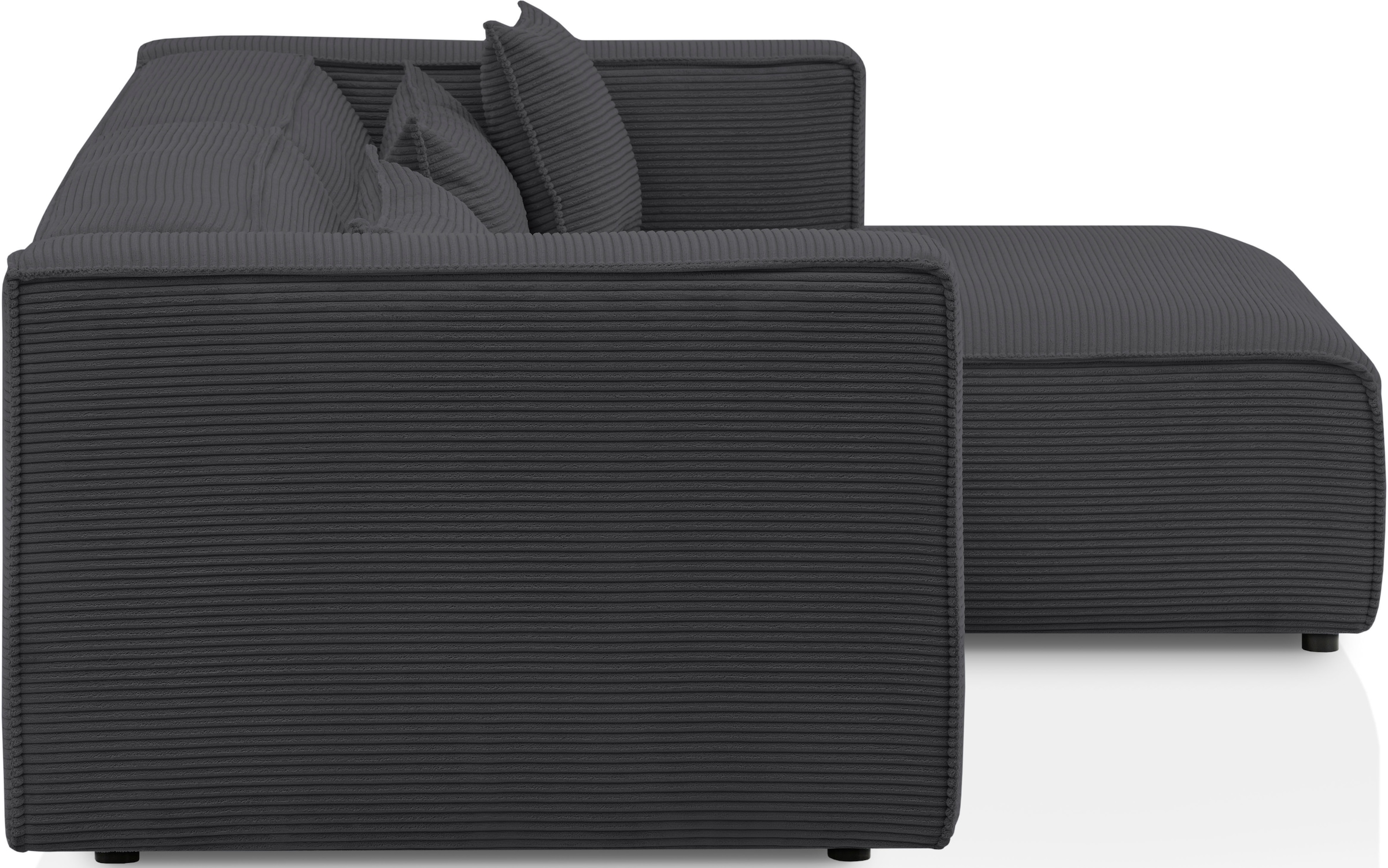 LeGer Home by Lena Gercke Ecksofa »PIARA mit Kedernaht, Cord, Leinenoptik o. Strukturstoff, Couch, L-Form« wahlweise Ottomane rechts/links, schwarze Füße, bequemer Sitzkomfort