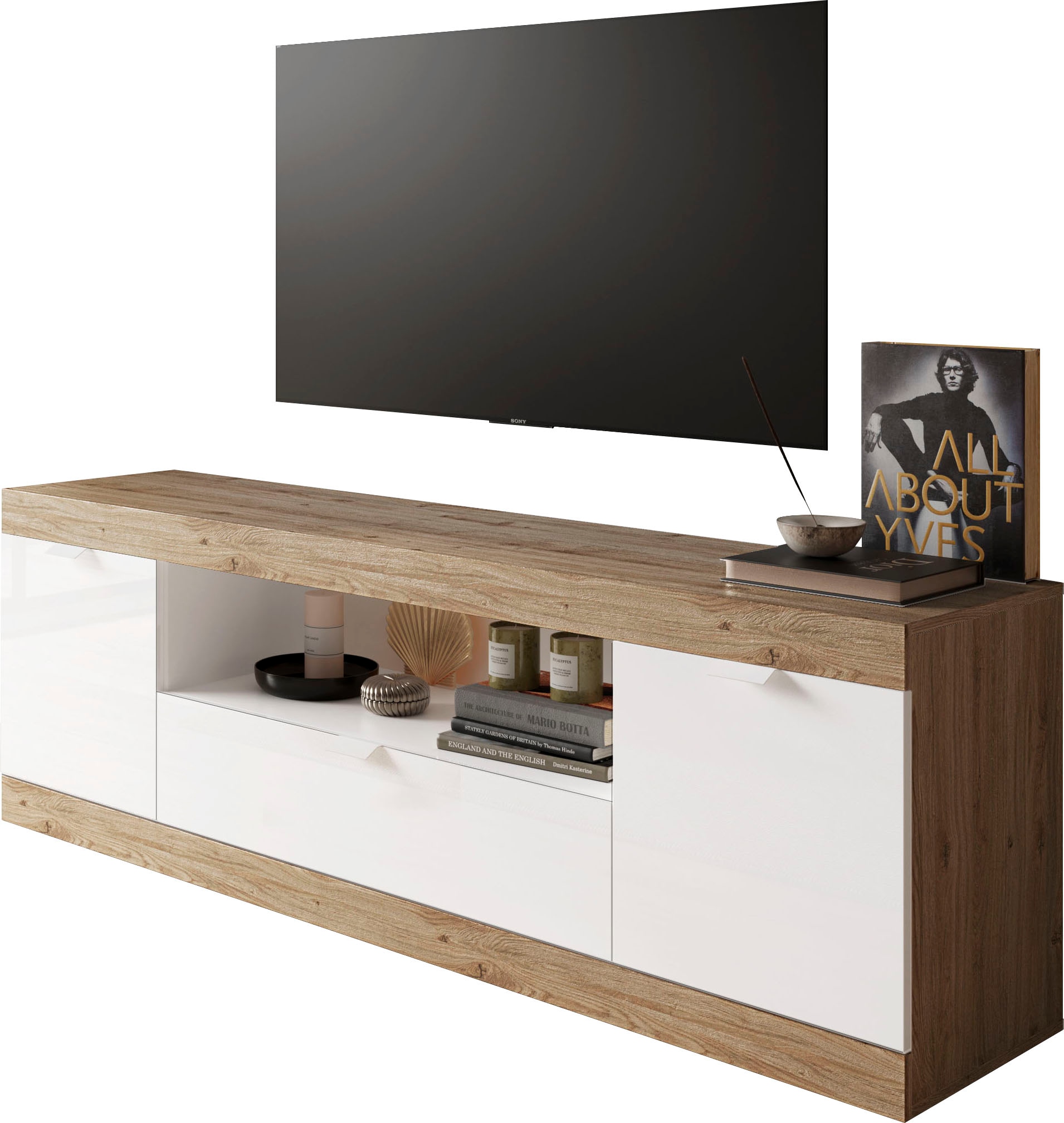 INOSIGN Lowboard »Slim, TV-Bank«, Breite 181 cm, weiß Hochglanz Lack