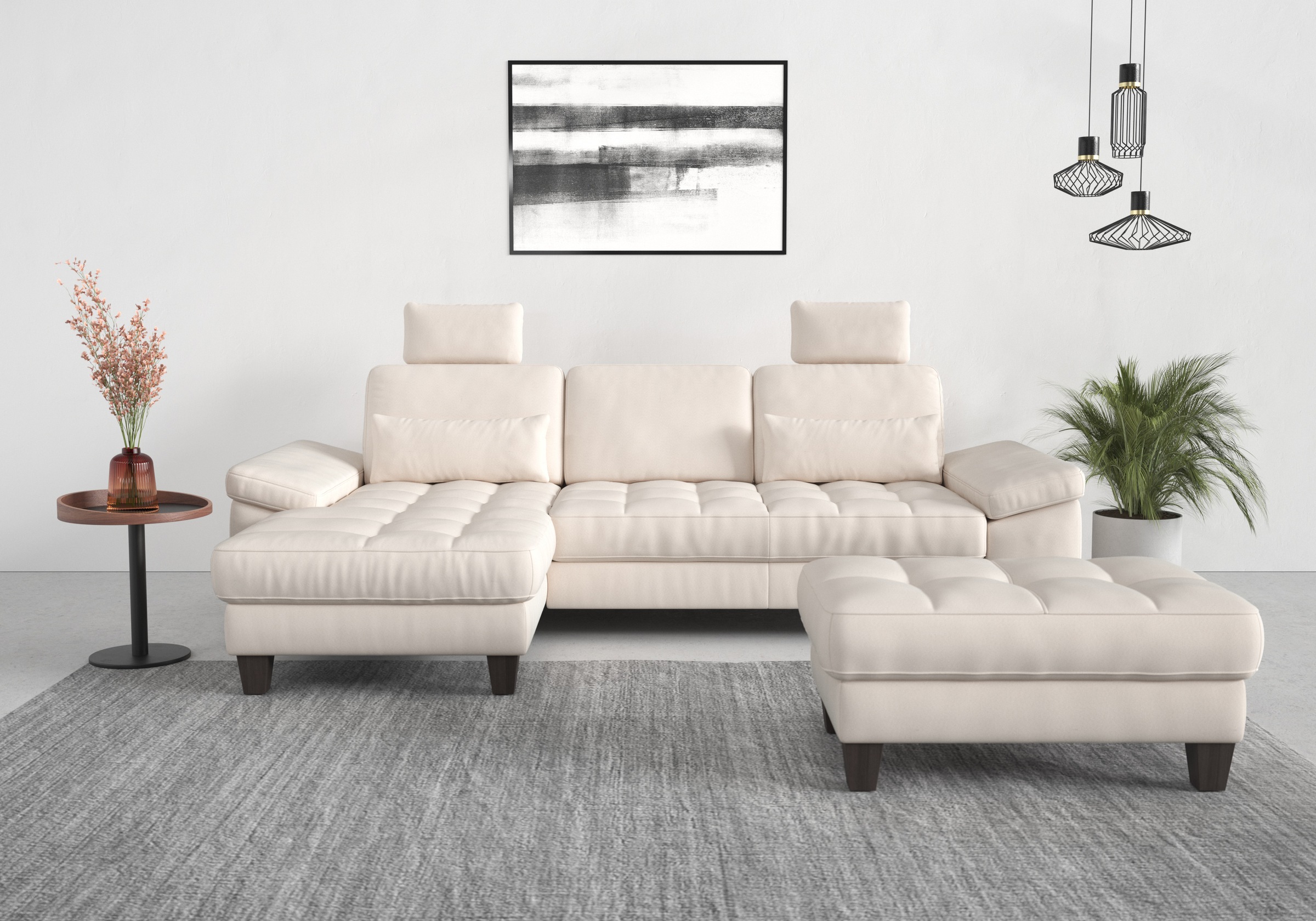 sit&more Ecksofa »Westham L-Form«, Recamiere, mit oder ohne Bettfunktion, Bettkasten, Füße wengefarben