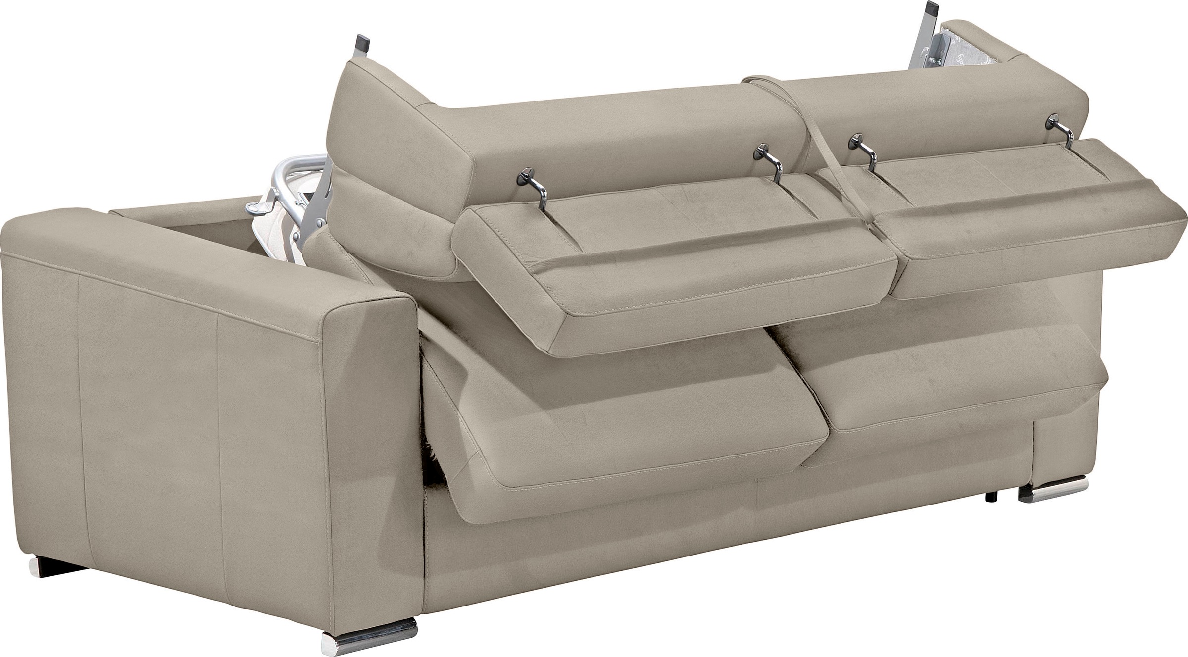 Egoitaliano Schlafsofa »Cabiria, Design und super Sitz- und Liegekomfort«, Sofa inkl. Schlaffunktion, Kopfteile verstellbar, mit Metallfüßen
