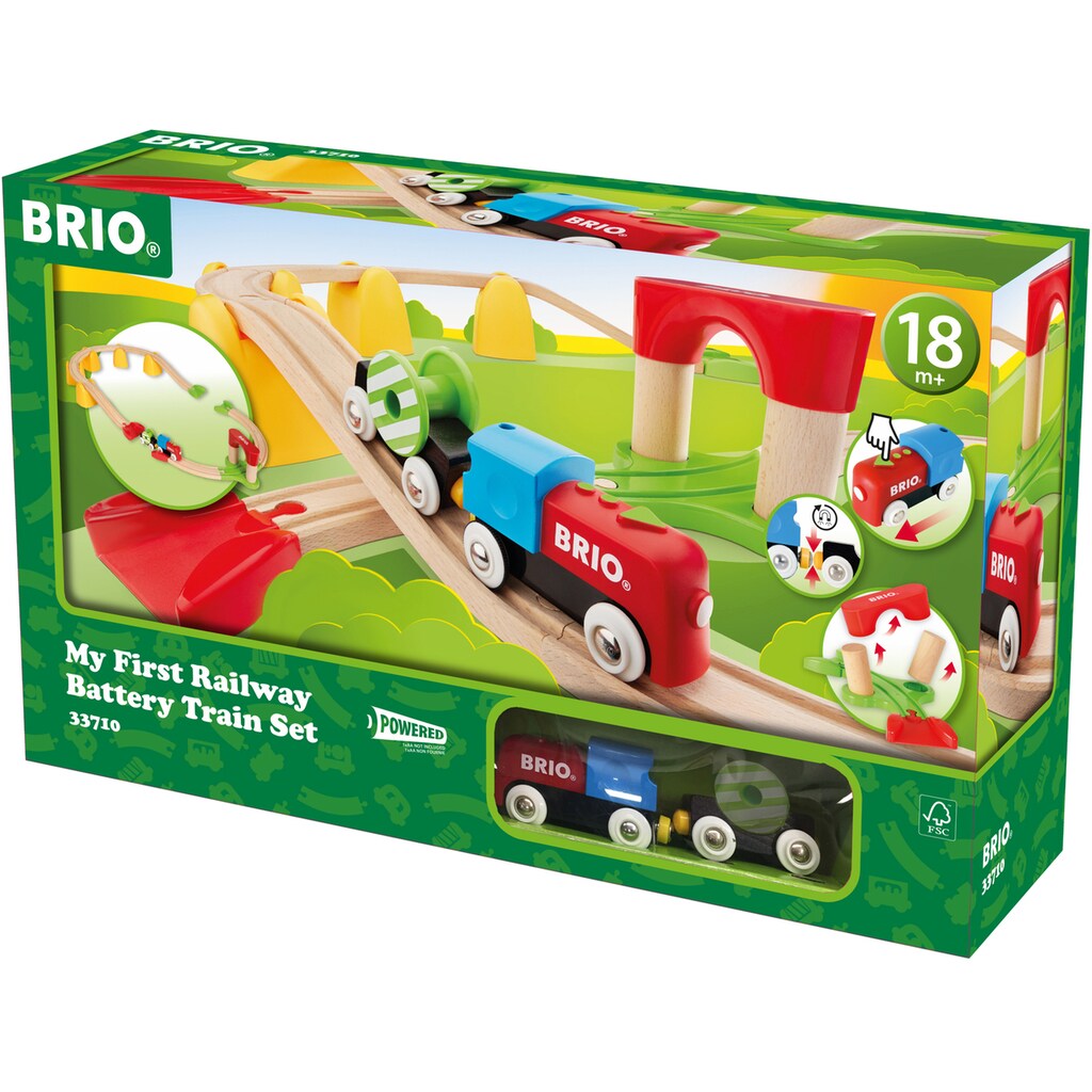 BRIO® Spielzeug-Eisenbahn »BRIO® WORLD, Mein erstes BRIO® Bahn Set mit Batterielok«, (Set)