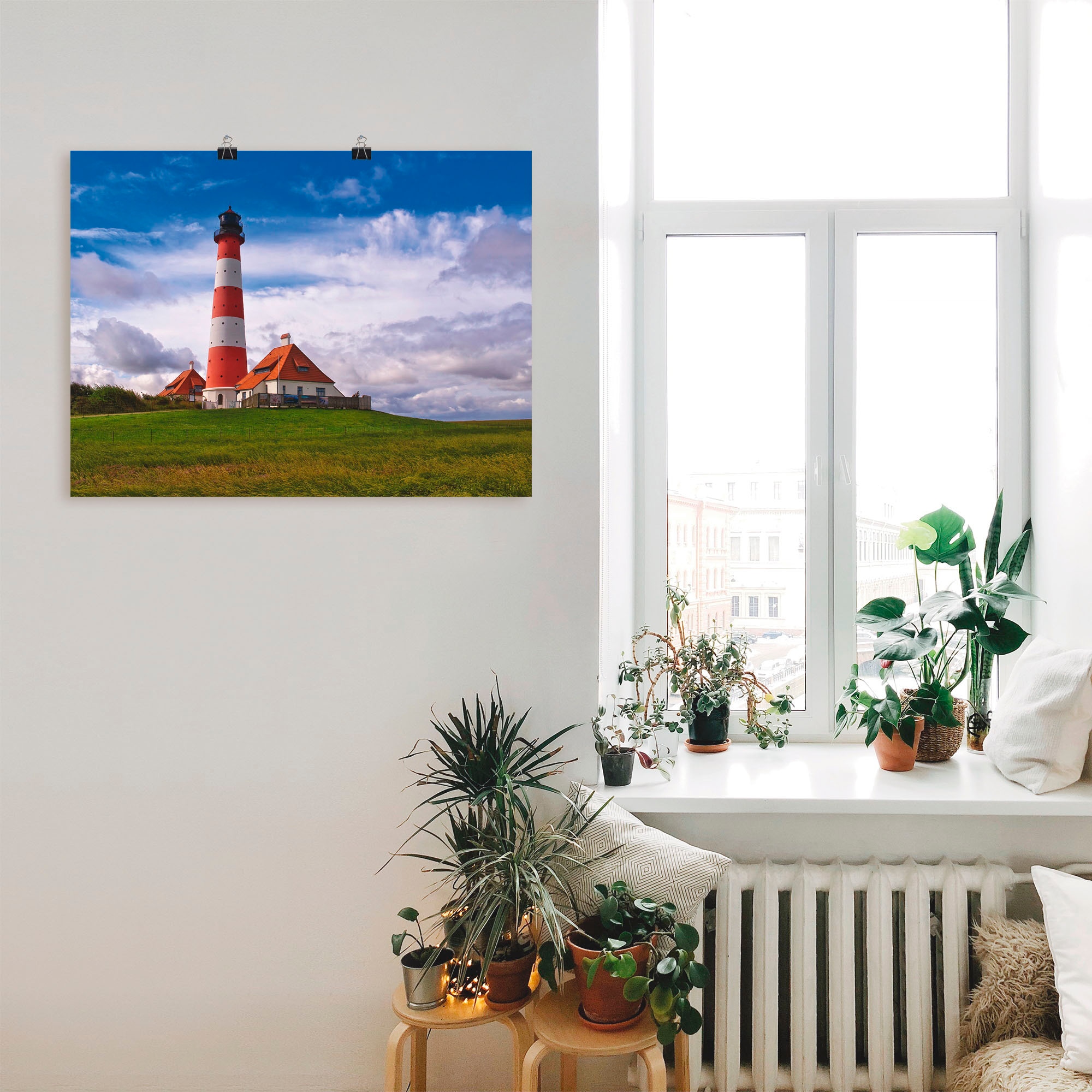 Artland Wandbild »Leuchtturm Westerheversand«, Gebäude, (1 St.), als Leinwandbild, Poster in verschied. Größen