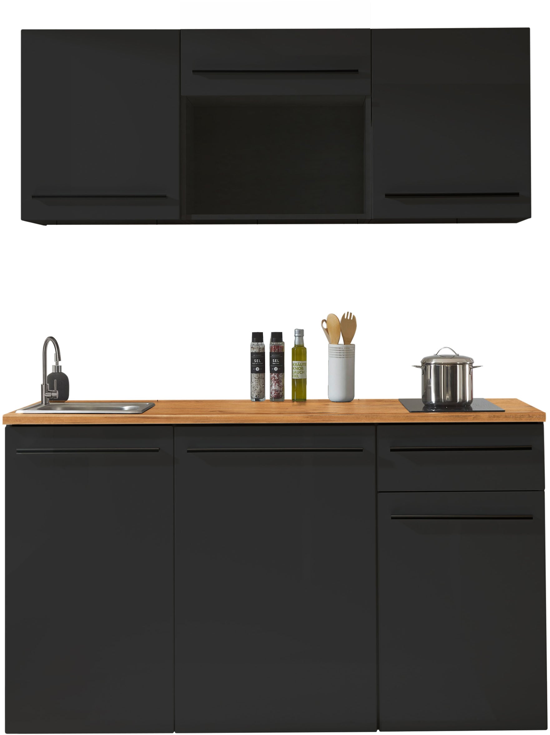 BASIC by Balculina Küchenzeile »Jazz Singleküche«, Breite 160 cm, mit und ohne Geräte lieferbar
