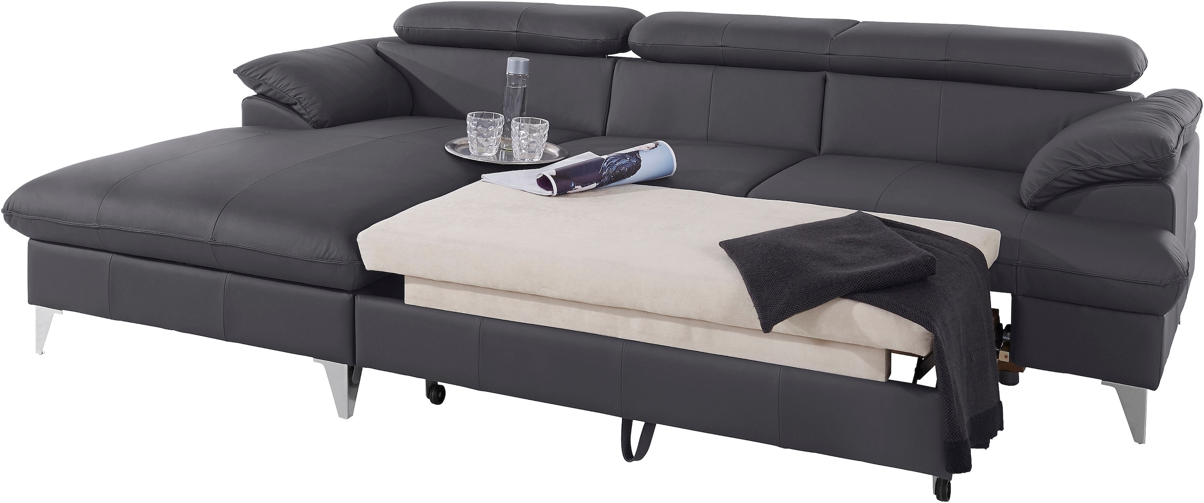 COTTA Ecksofa »Caluso L-Form«, inklusive Kopfteilverstellung, wahlweise mit Bettfunktion