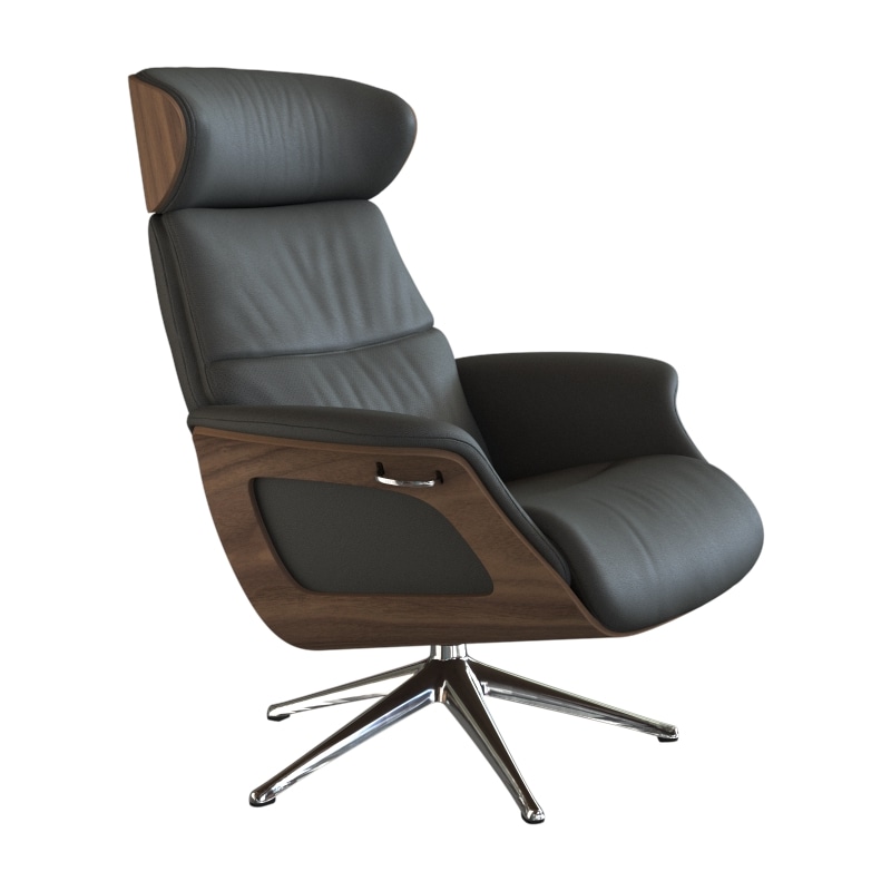 FLEXLUX Relaxsessel »Clement Relaxstuhl, Polstersessel, Liegesessel, TV-Sessel,«, Rücken- & Kopfteilverstellung, Drehbar, Armlehne Walnuss, Fuß Alu
