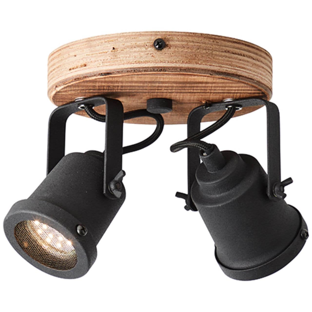 Brilliant Deckenstrahler »Inge«, 2 flammig, Leuchtmittel GU10 | ohne Leuchtmittel, 21 cm Breite, 2 x GU10, schwenkbar, Metall/Holz, holz dunkel/schwarz