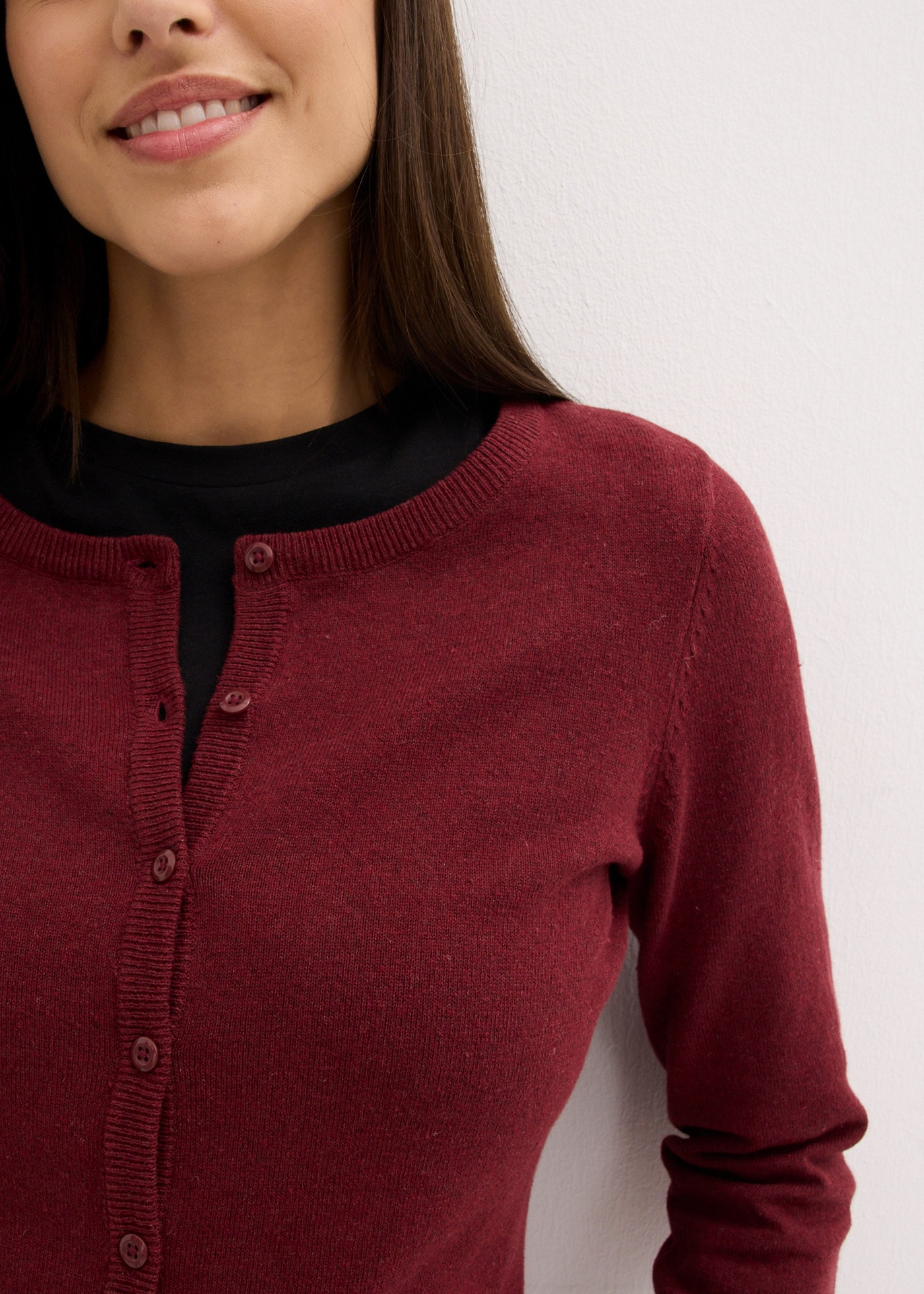 bonprix Strickjacke gerade Passform, unifarben, aus Baumwollmischung, mit Knopfleiste