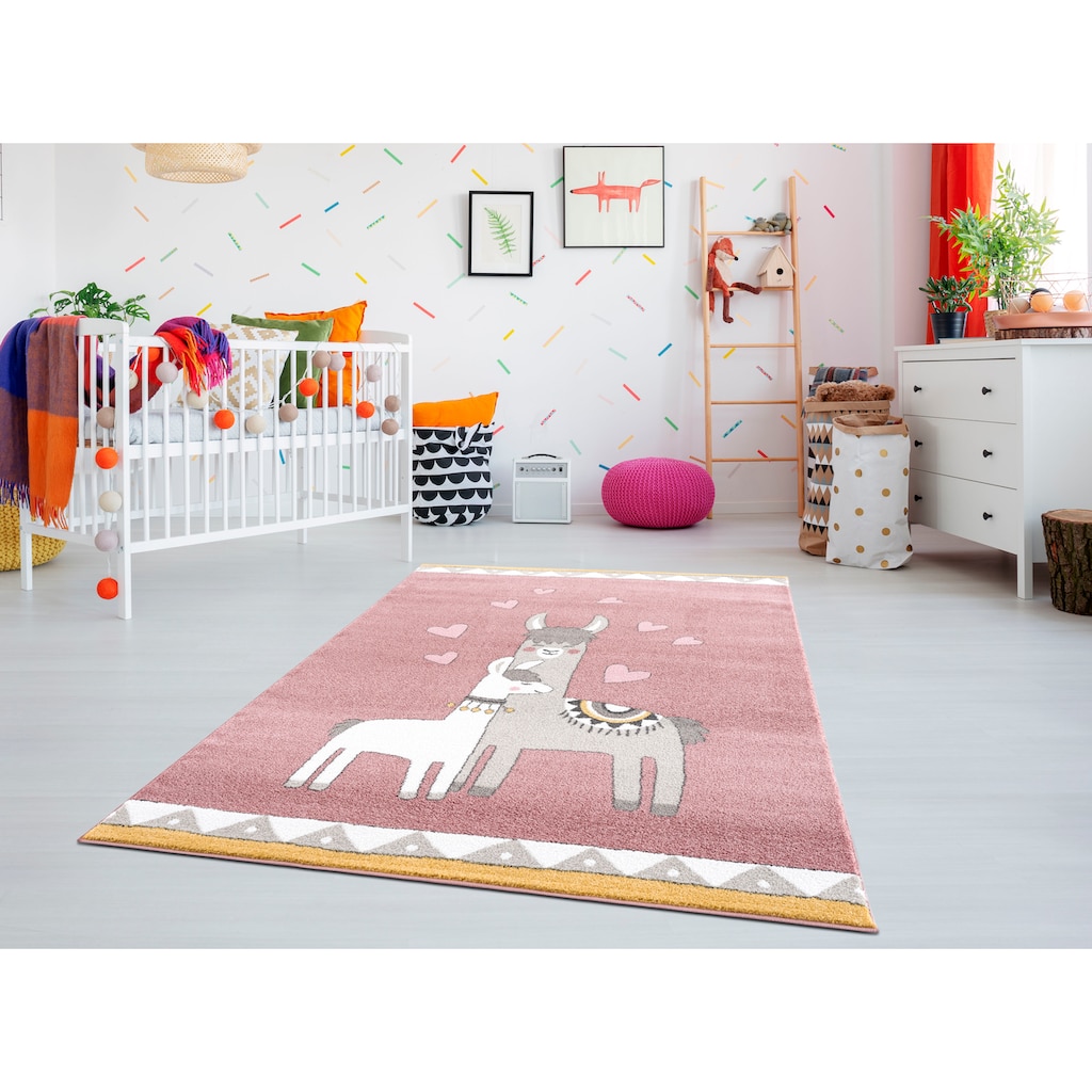 Lüttenhütt Kinderteppich »Lamas«, rechteckig, 14 mm Höhe, weiche Haptik, Kinderzimmer