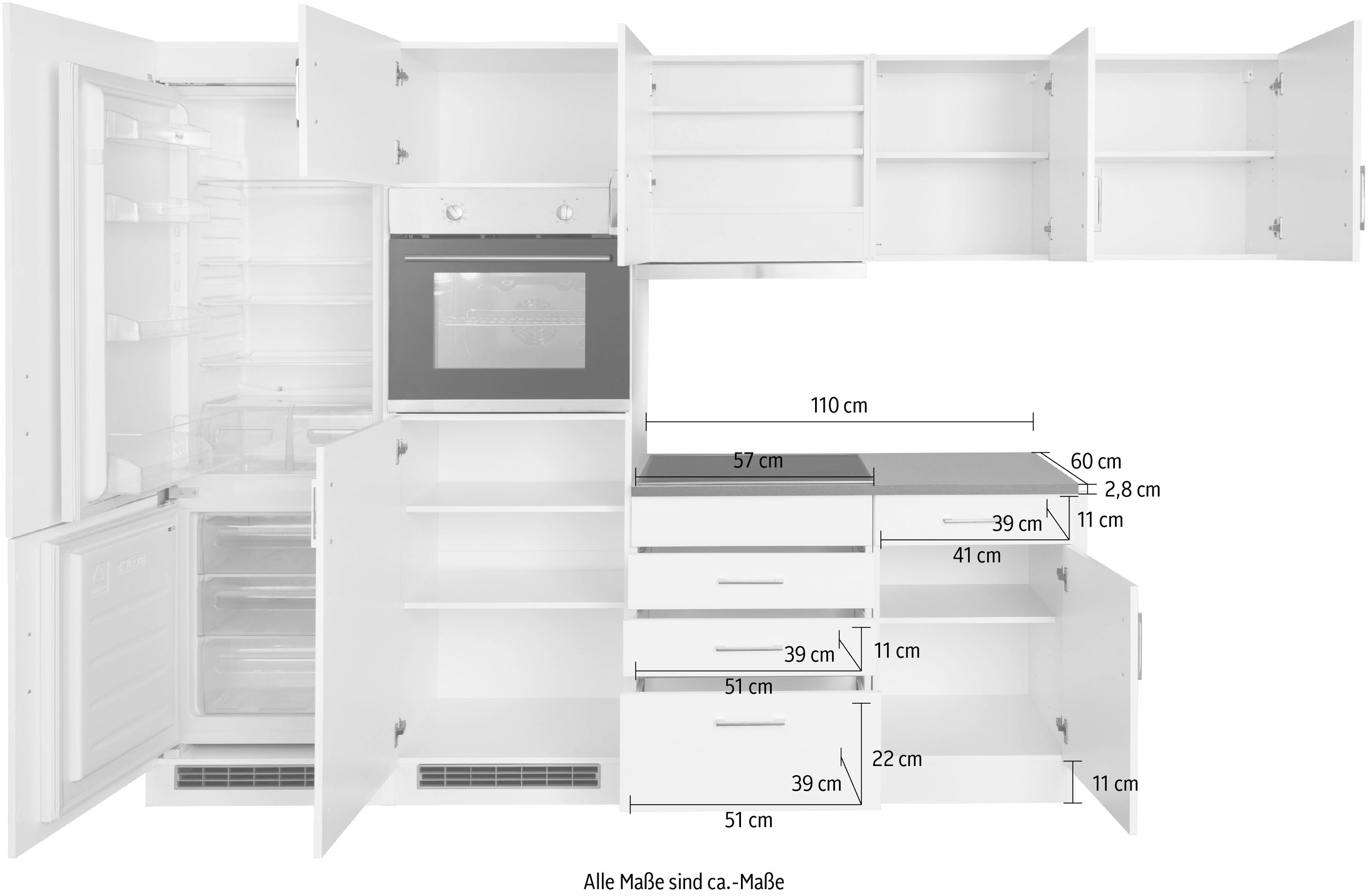 HELD MÖBEL Winkelküche »Paris«, Stellbreite 290/220 cm, wahlweise mit Induktionskochfeld