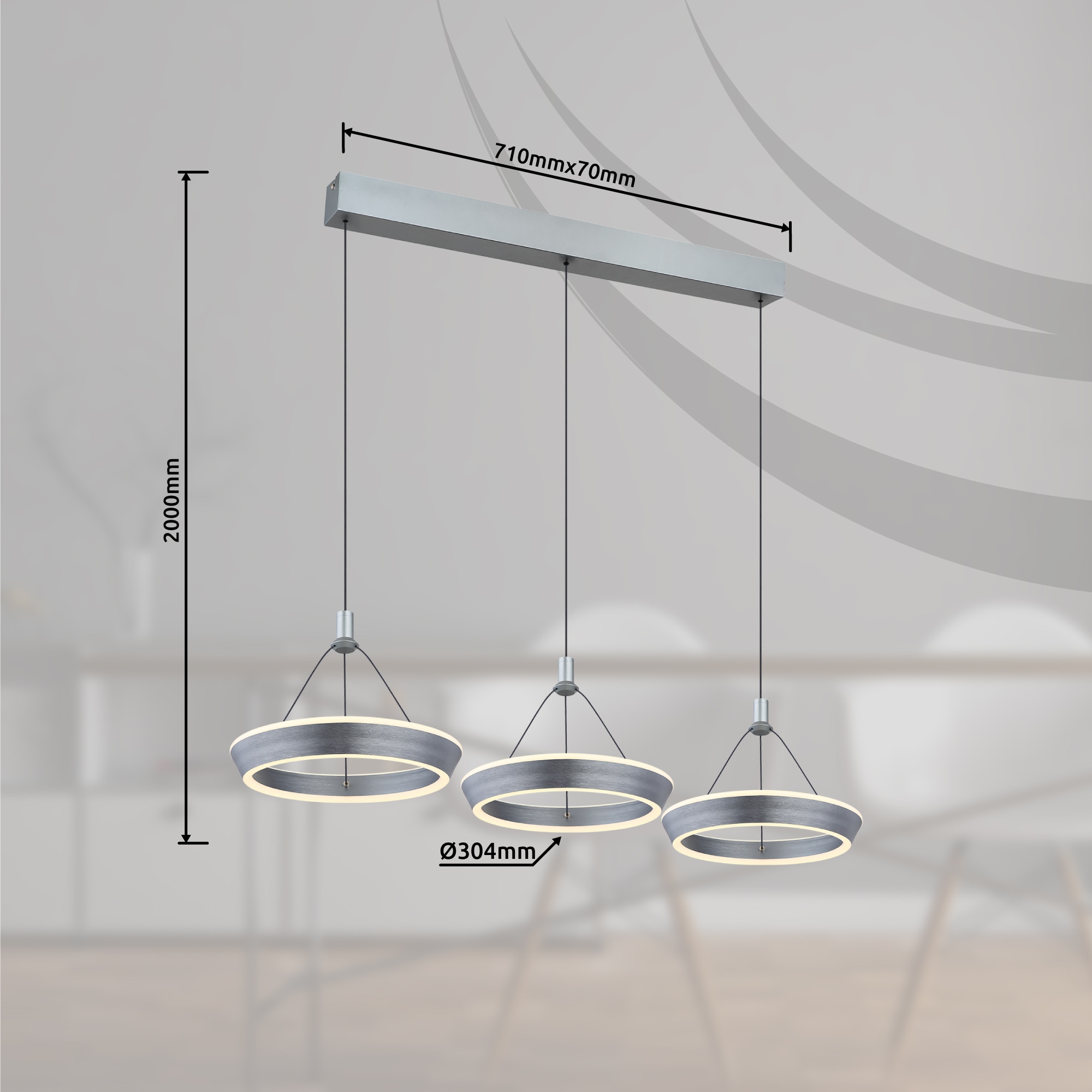 GLOBO LIGHTING LED Pendelleuchte »FERRA«, Leuchtmittel LED-Modul | LED fest integriert, Hängelampe/Hängeleuchte/Wohnzimmer/Esstisch/elegant