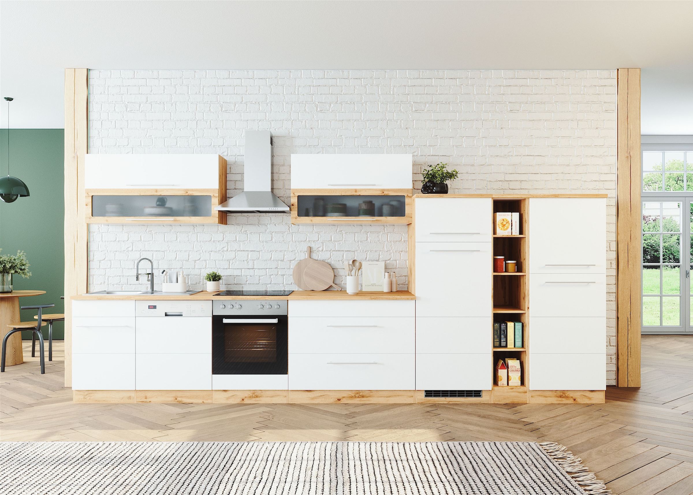 KOCHSTATION Küchenzeile »KS-Wien« Breite 420 cm, wahlweise mit E-Geräten