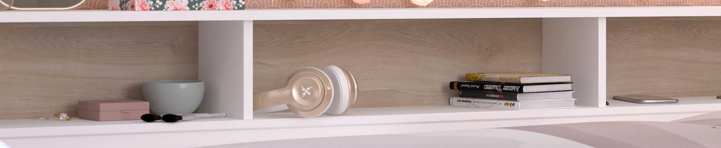 Parisot Stauraumbett »Sleep, Daybed, Kinderbett, Rückwand der Regale drehbar (farbig + weiß)«, inklusive, Regale, Schubkästen, viel Stauraum, TOPSELLLER!