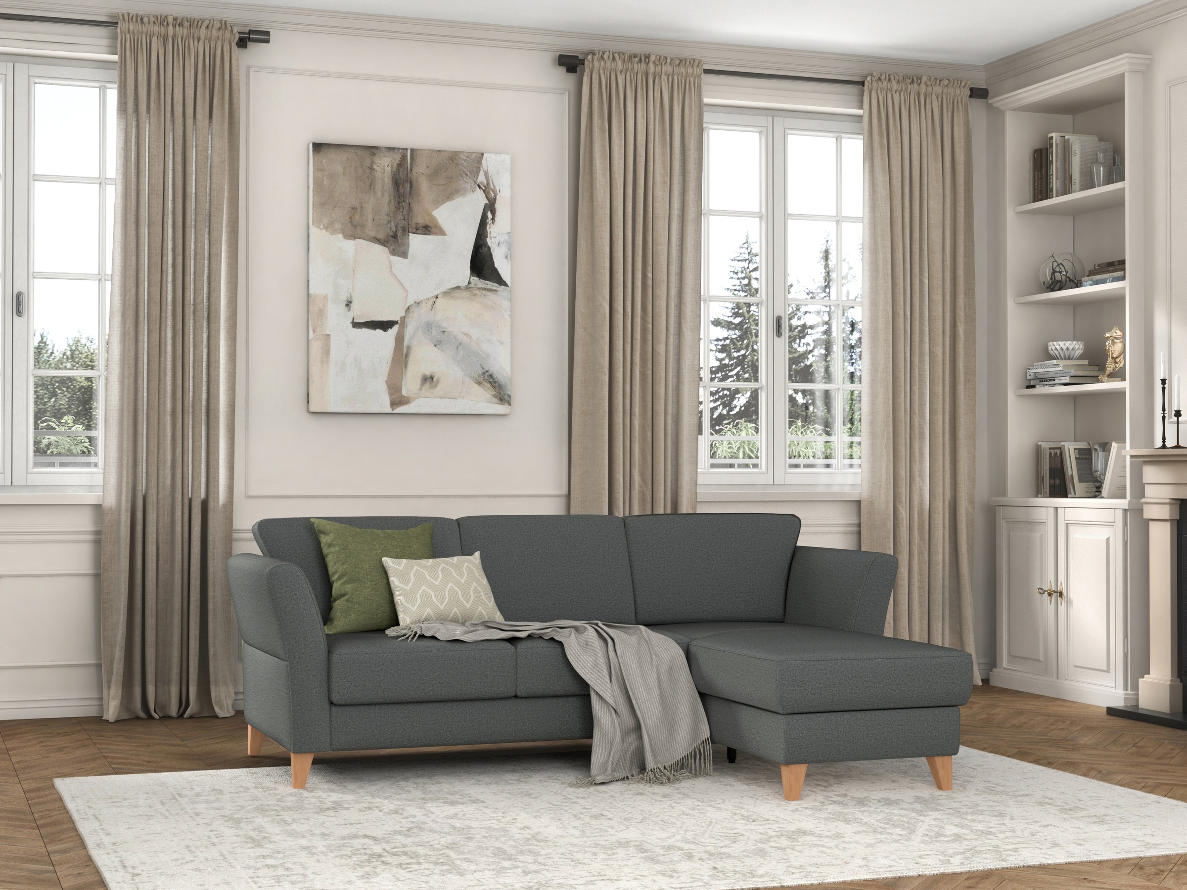 sit&more Ecksofa »Visby L-Form«, Wahlweise mit Bettfunktion und Bettkasten, frei im Raum stellbar