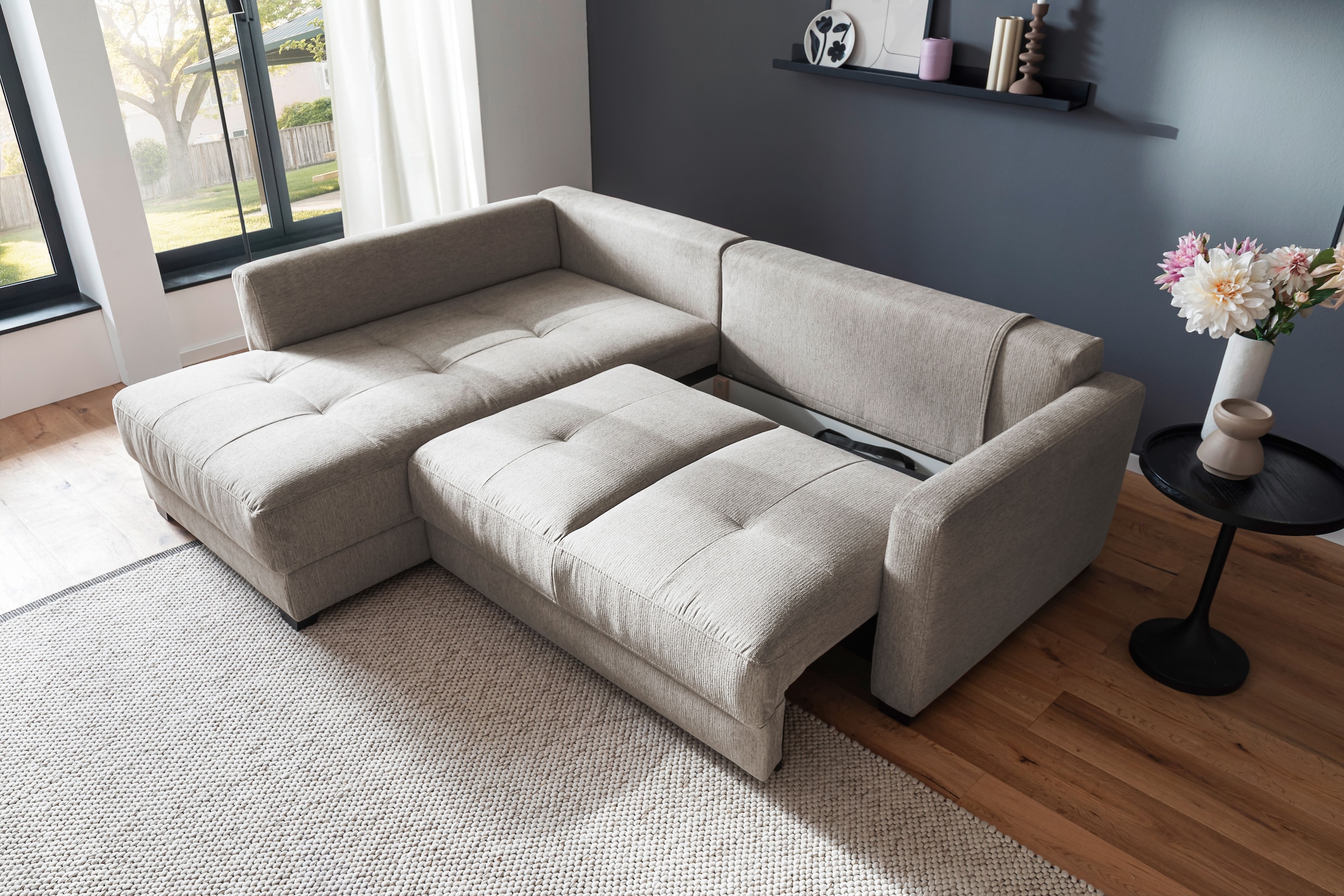 Mr. Couch Ecksofa »Pierre, L-Form mit BoxSpring«, Mit Boxpring-Taschenfederkern