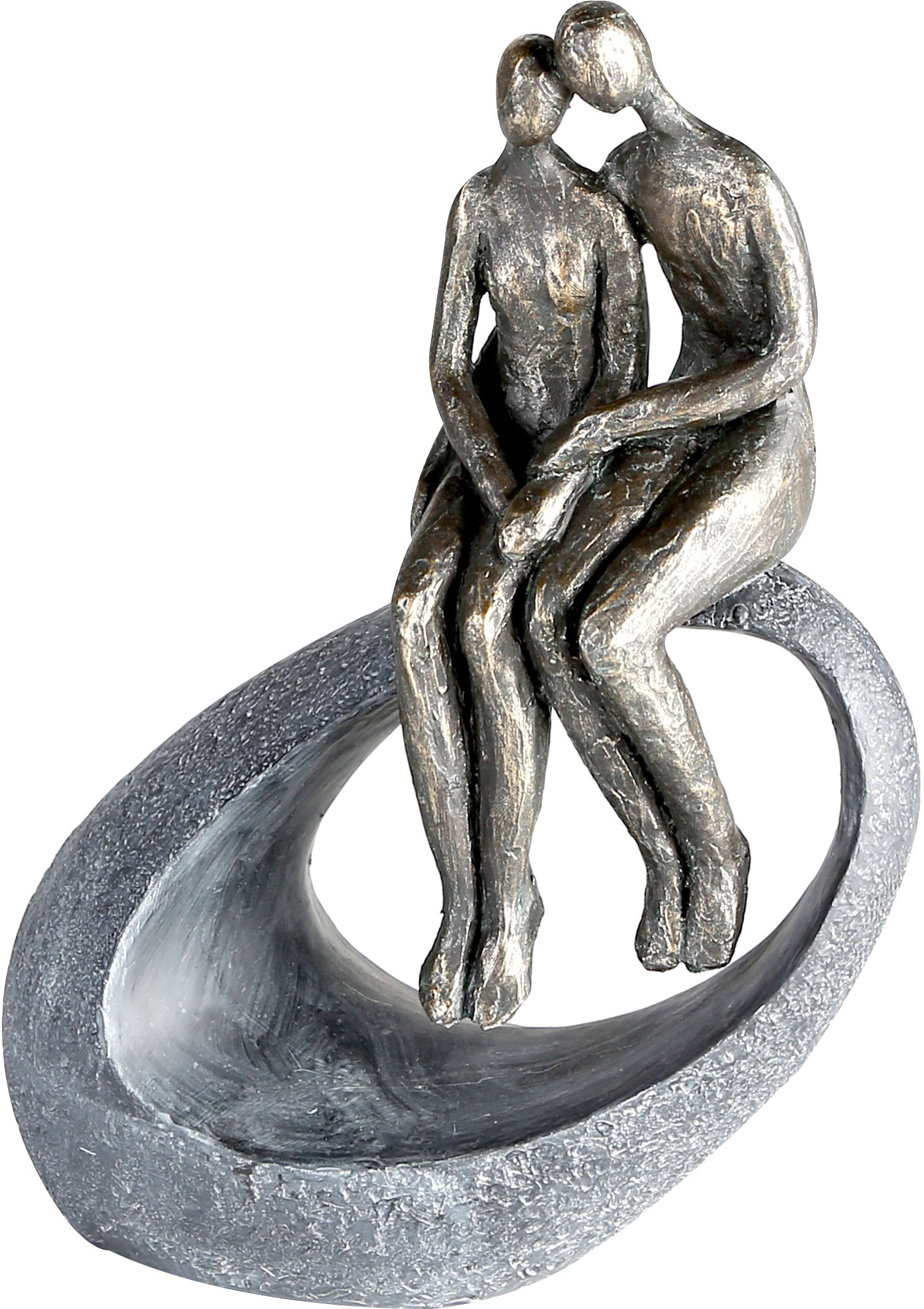 Casablanca by Gilde Dekofigur »Skulptur Moment, bronzefarben/grau«, Dekoobjekt, Höhe 27, Pärchen, mit Spruchanhänger, Wohnzimmer