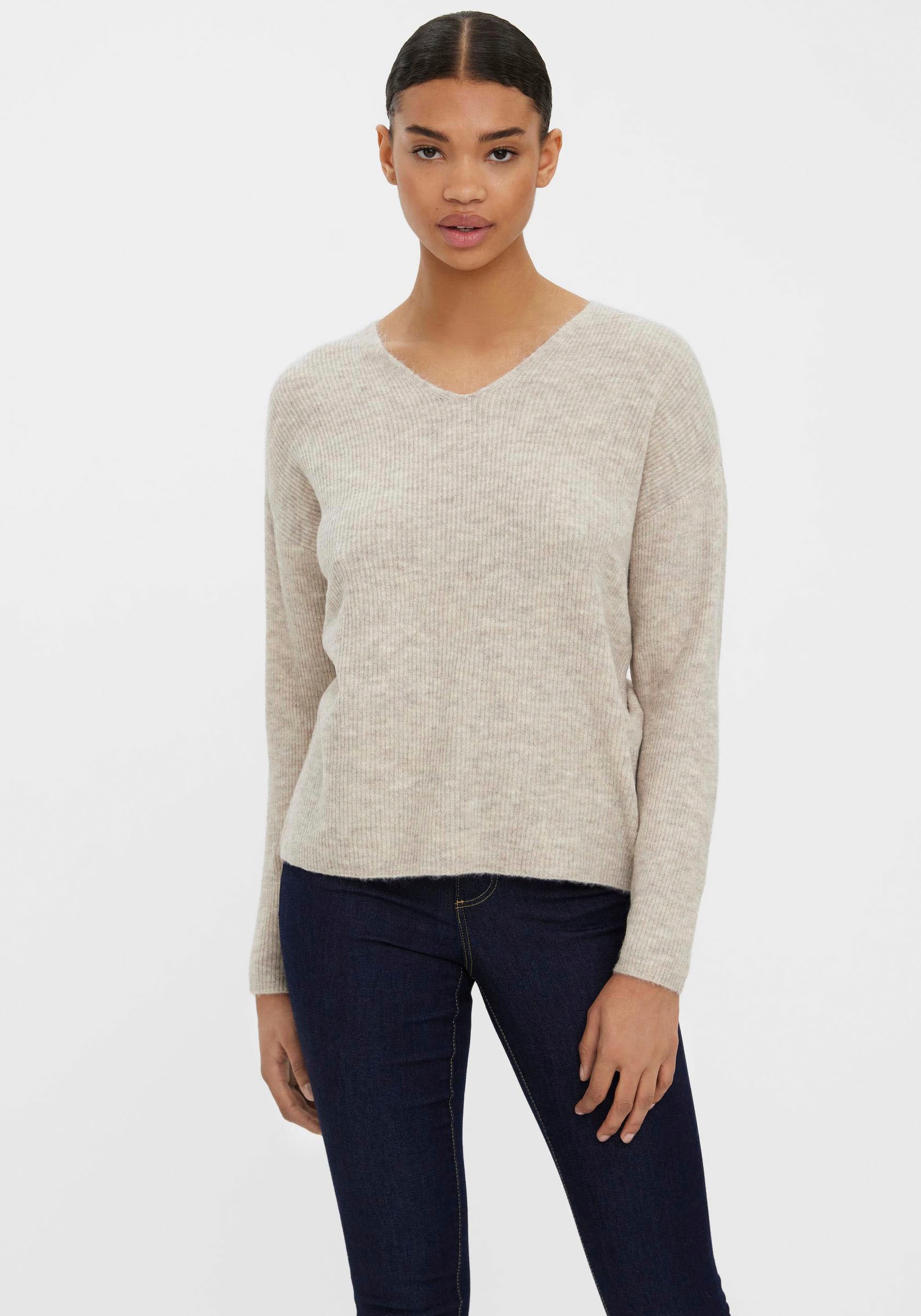 Vero Moda »VMCREWLEFILE LS V-NECK BLOUSE NOOS«