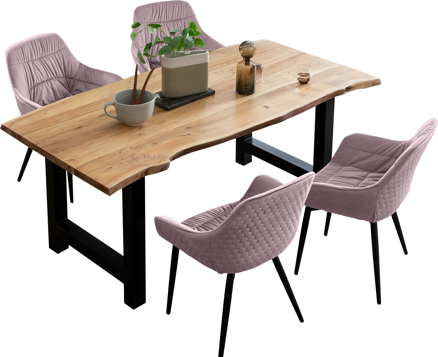 SalesFever Essgruppe "Esszimmerausstattung aus Holz und Metall" Set, 5 Stk. günstig online kaufen